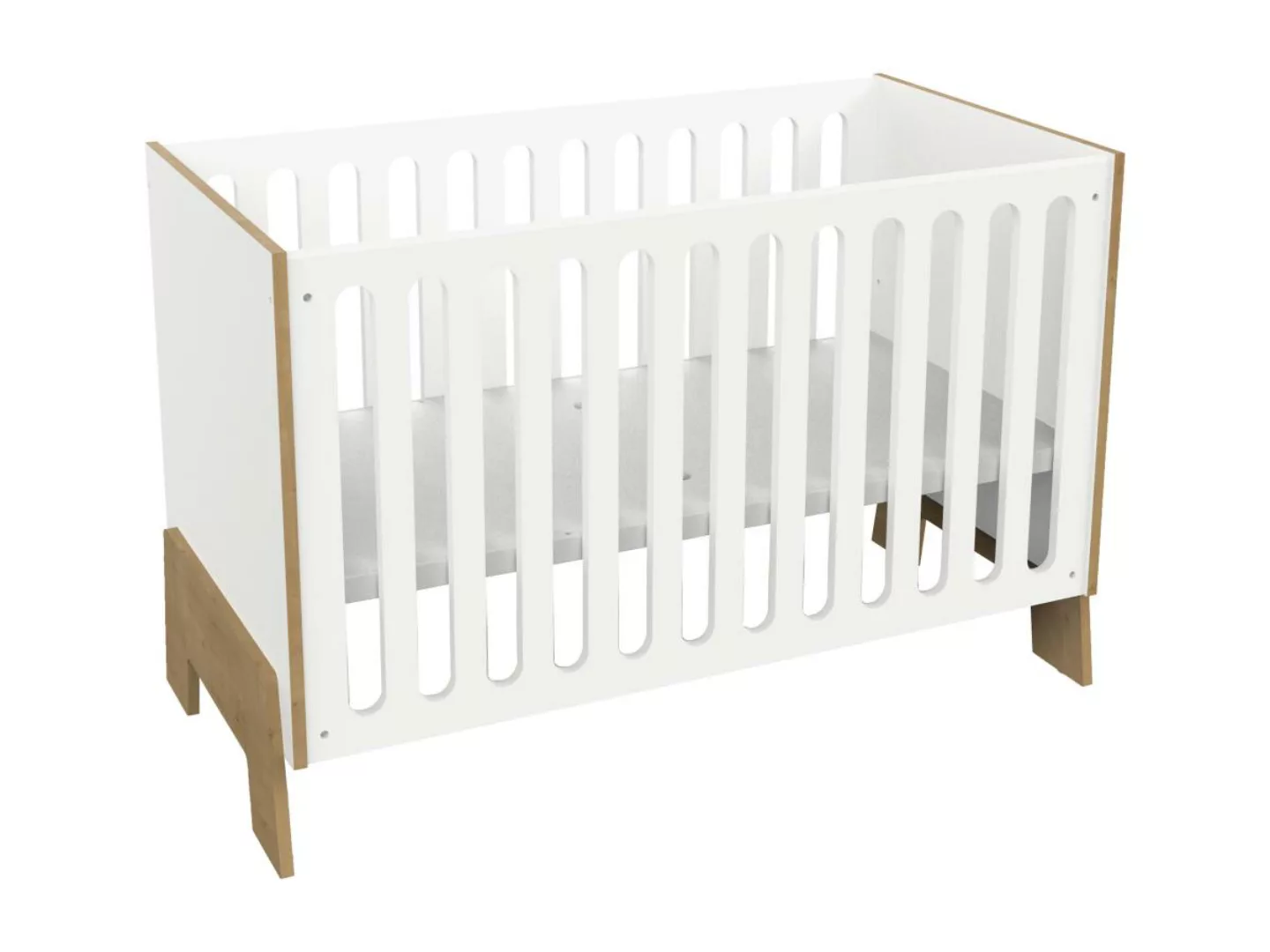 Babybett 60 x 120 cm - MDF - Weiß & Holzfarben - BERUVO günstig online kaufen