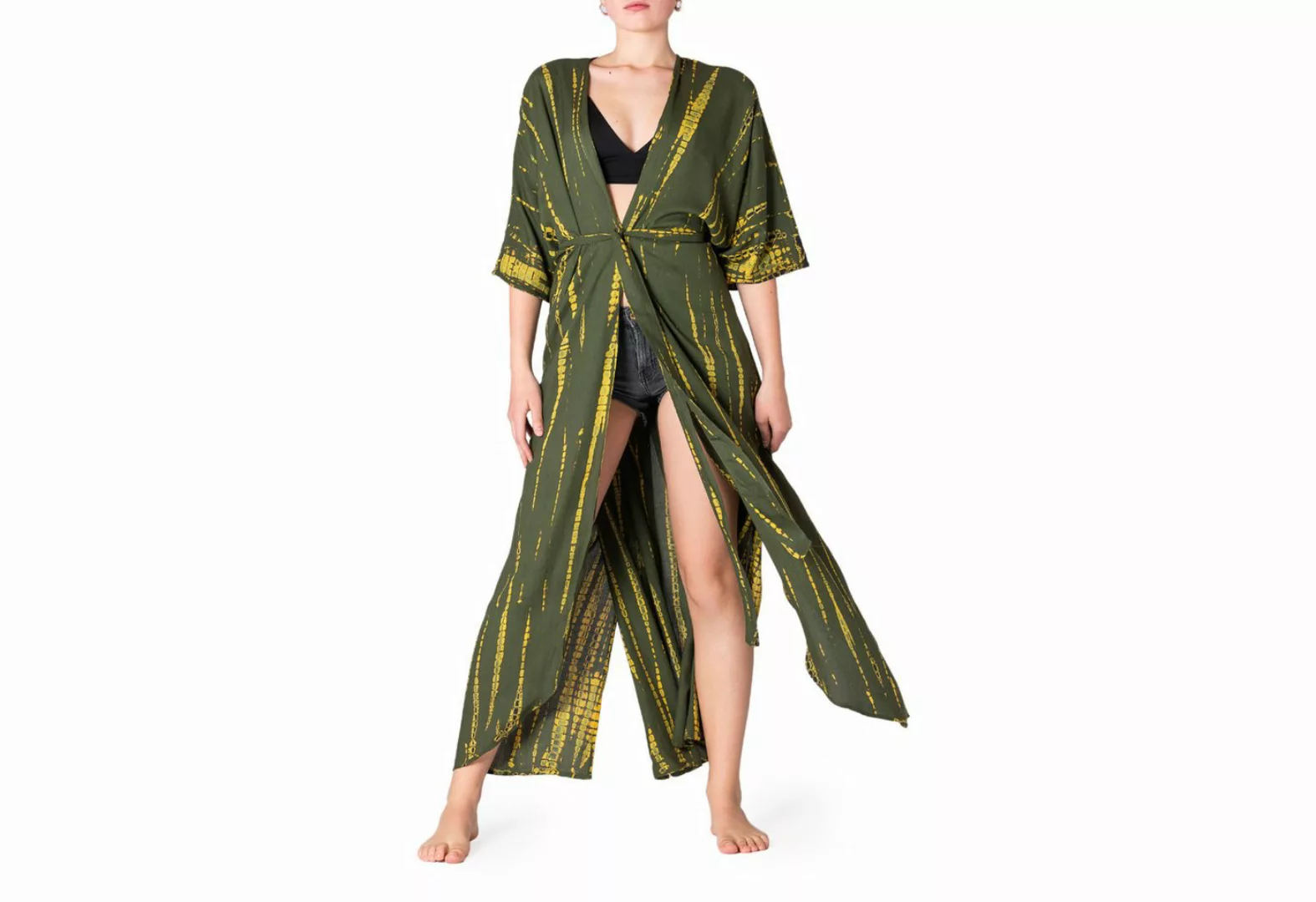 PANASIAM Tunikakleid Damen Kimono Maxi Strandkleid aus natürlicher Viskose günstig online kaufen