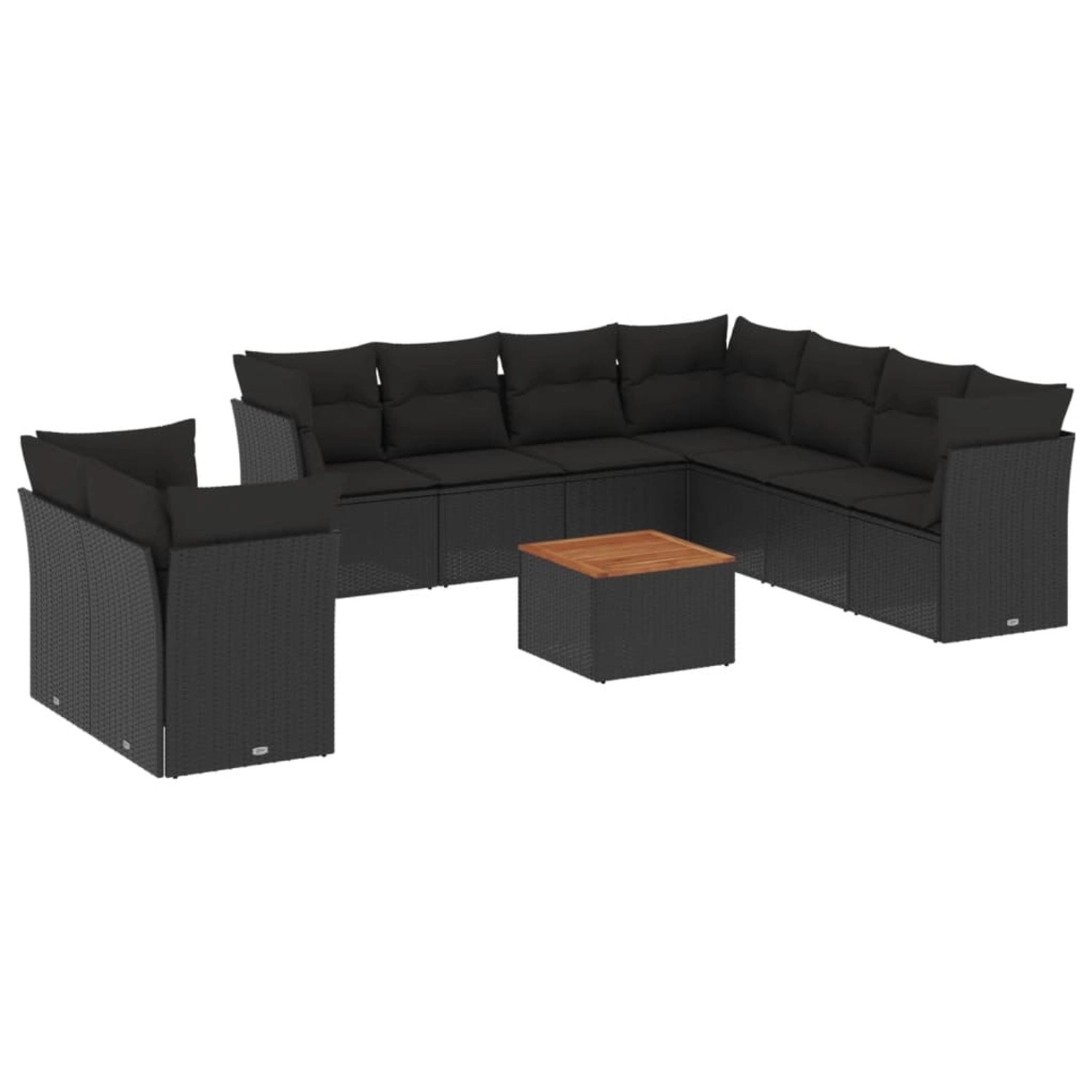 vidaXL 10-tlg Garten-Sofagarnitur mit Kissen Schwarz Poly Rattan Modell 48 günstig online kaufen