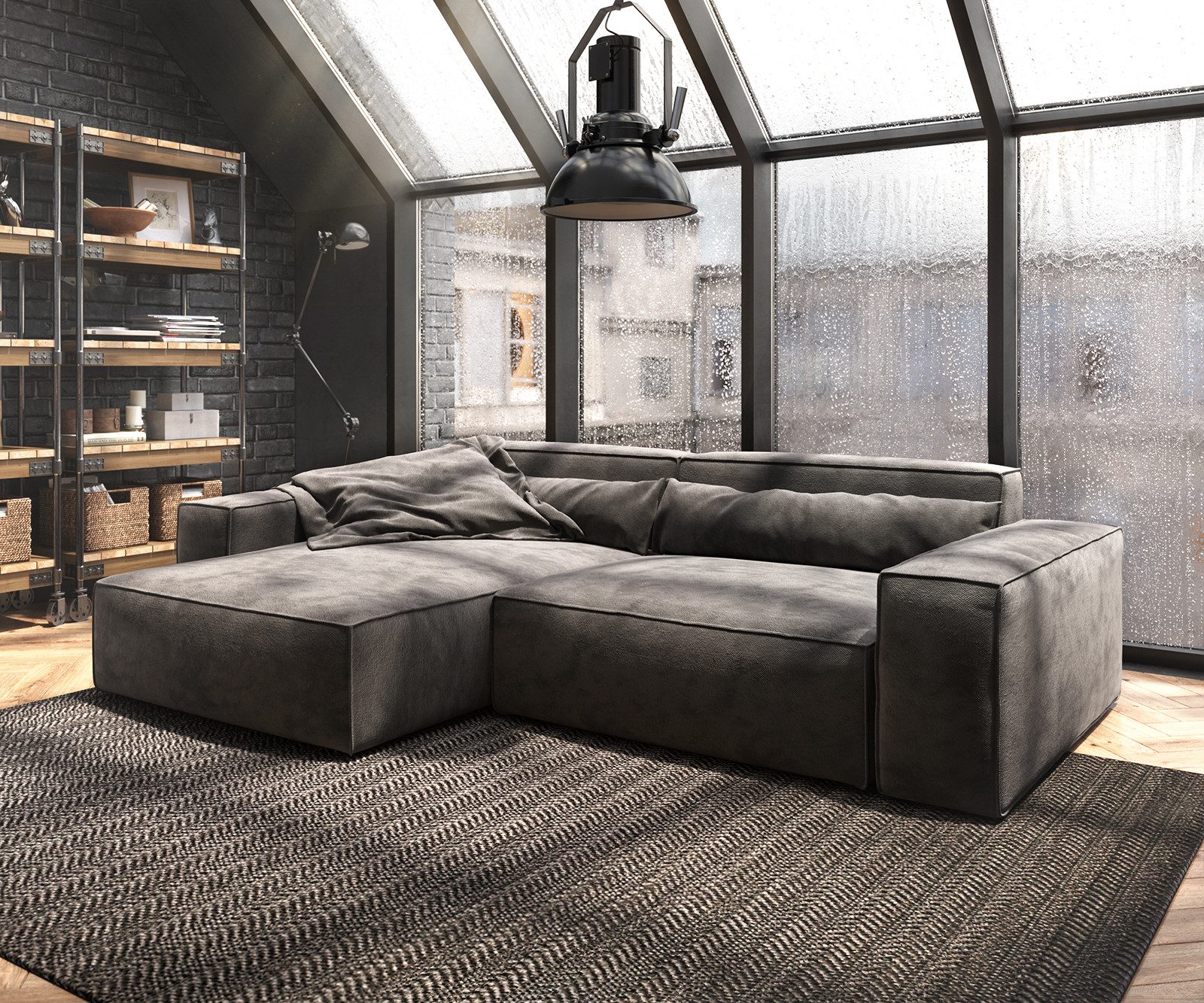 DELIFE Ecksofa Sirpio, XL Mikrofaser Khakibraun günstig online kaufen
