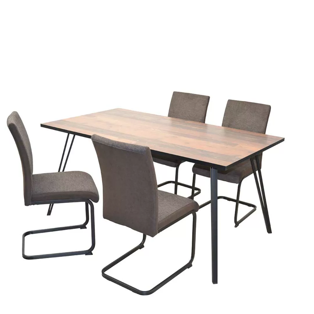 Schwingstühle mit Tisch vier Sitzplätze Braun (fünfteilig) günstig online kaufen