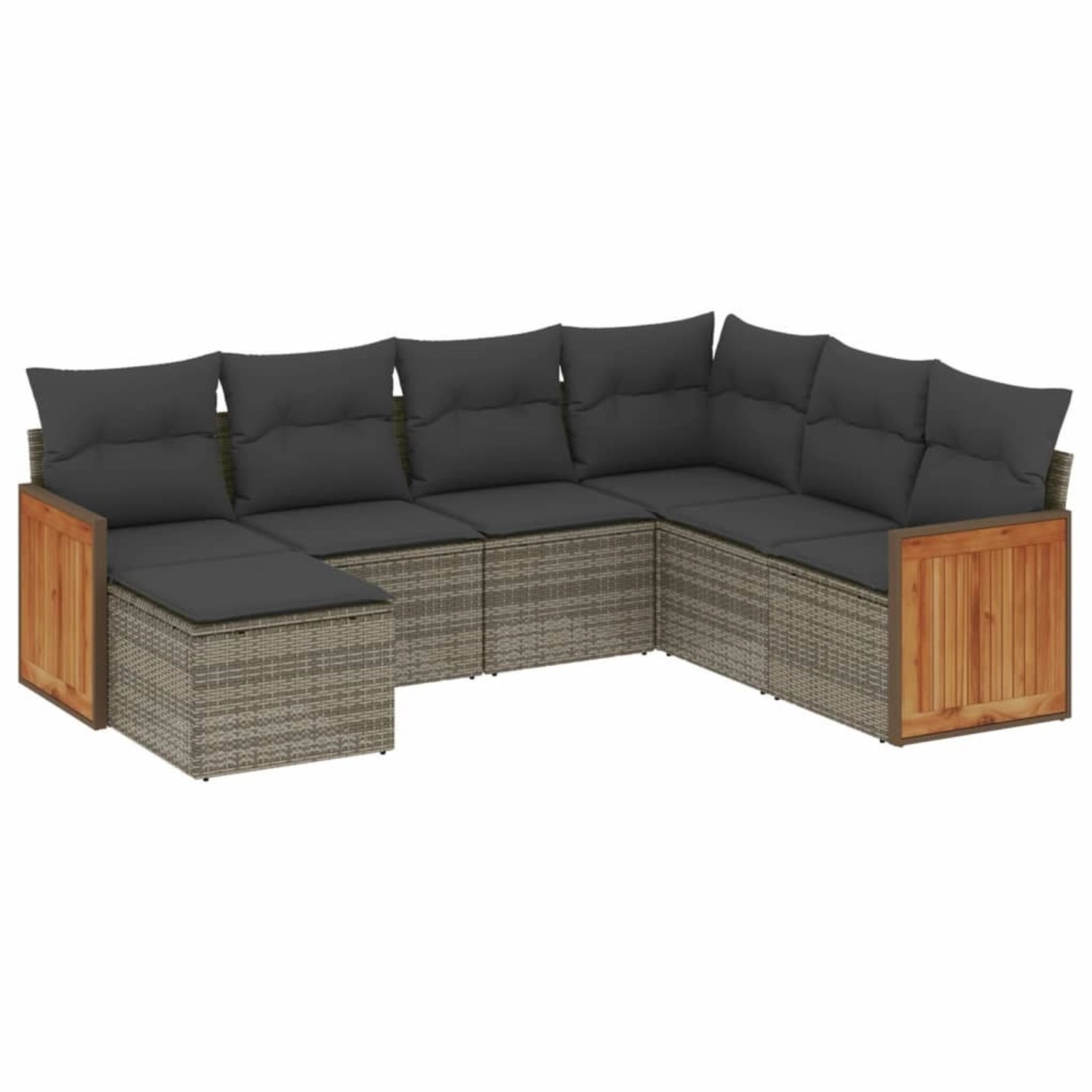vidaXL 7-Tlg Garten-Sofagarnitur mit Kissen Grau Poly Rattan 3227887 günstig online kaufen