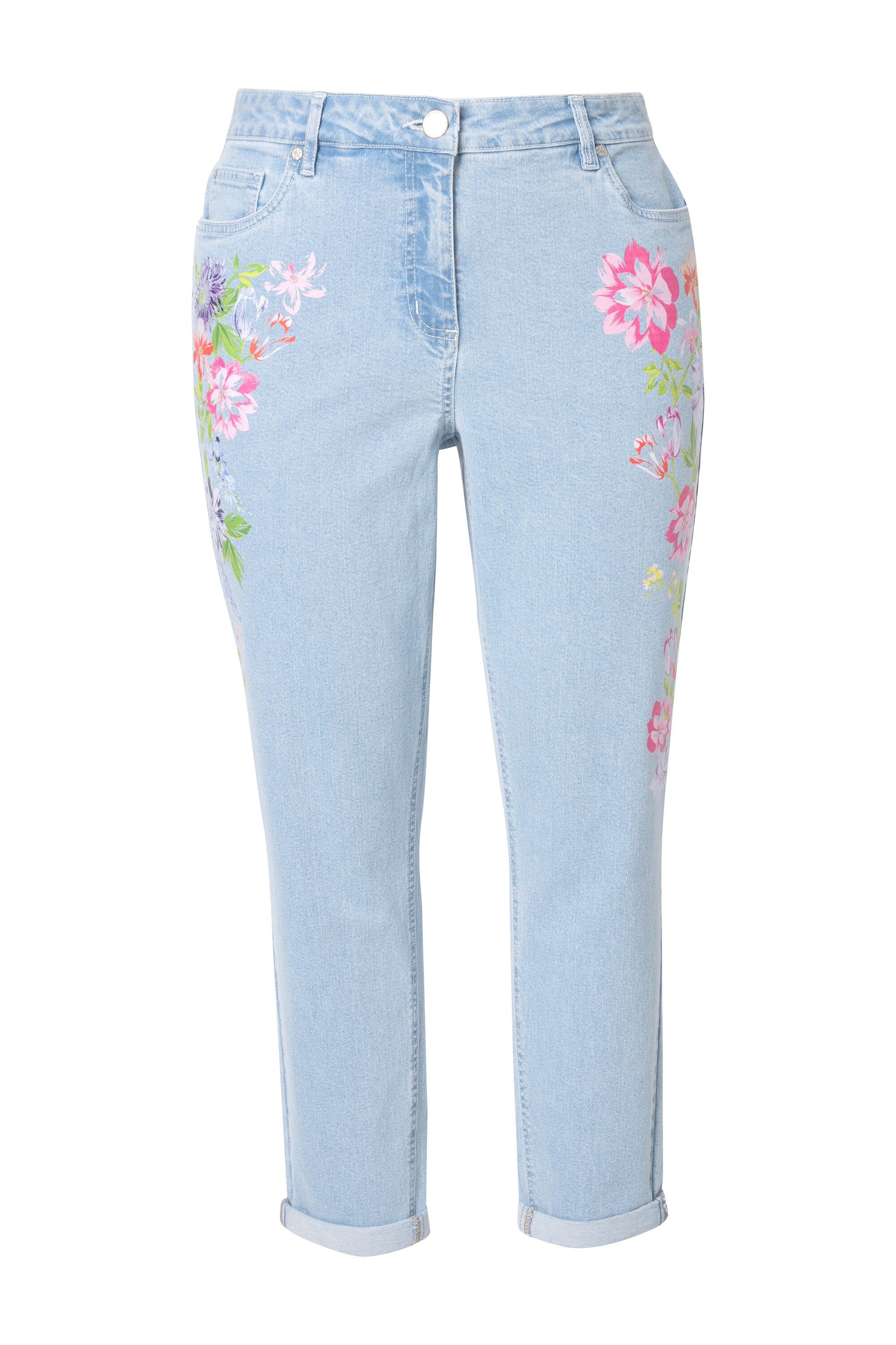 MIAMODA Regular-fit-Jeans Mom-Jeans seitlicher Blütendruck 5-Pocket günstig online kaufen