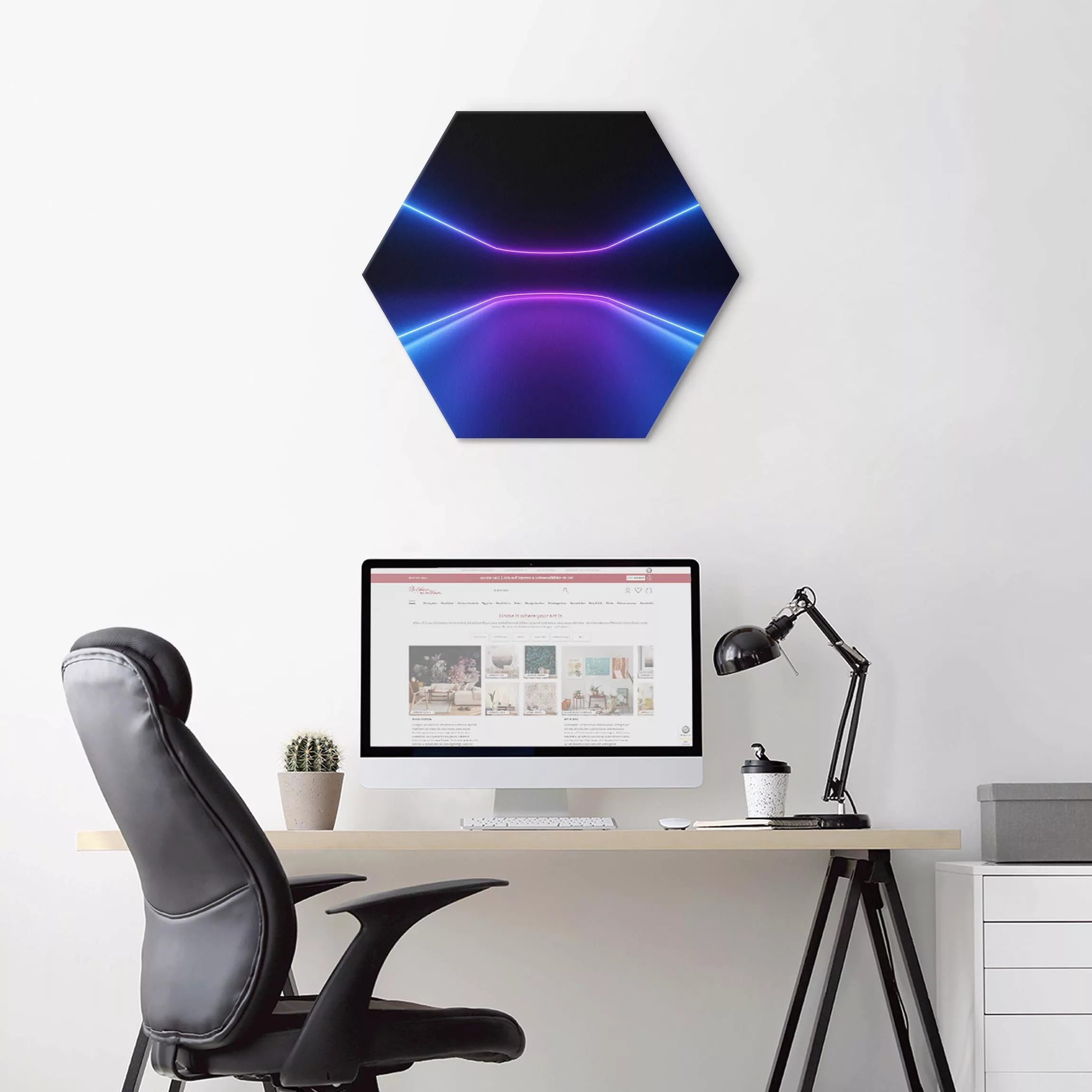 Hexagon-Alu-Dibond Bild Neonlichter günstig online kaufen