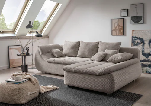 INOSIGN Ecksofa »Imola elegant und bequem, aktuelle Steppung im Sitz, L-For günstig online kaufen