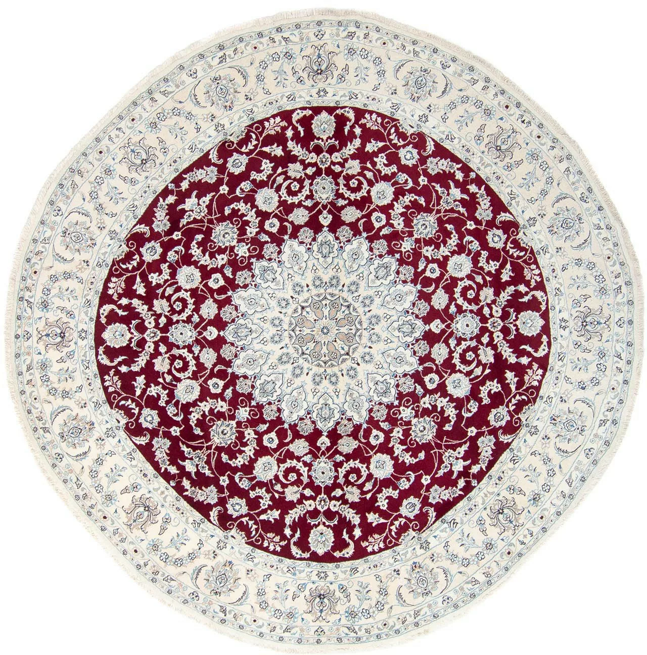 morgenland Wollteppich »Nain Medaillon Rosso scuro 300 x 300 cm«, rund, Uni günstig online kaufen