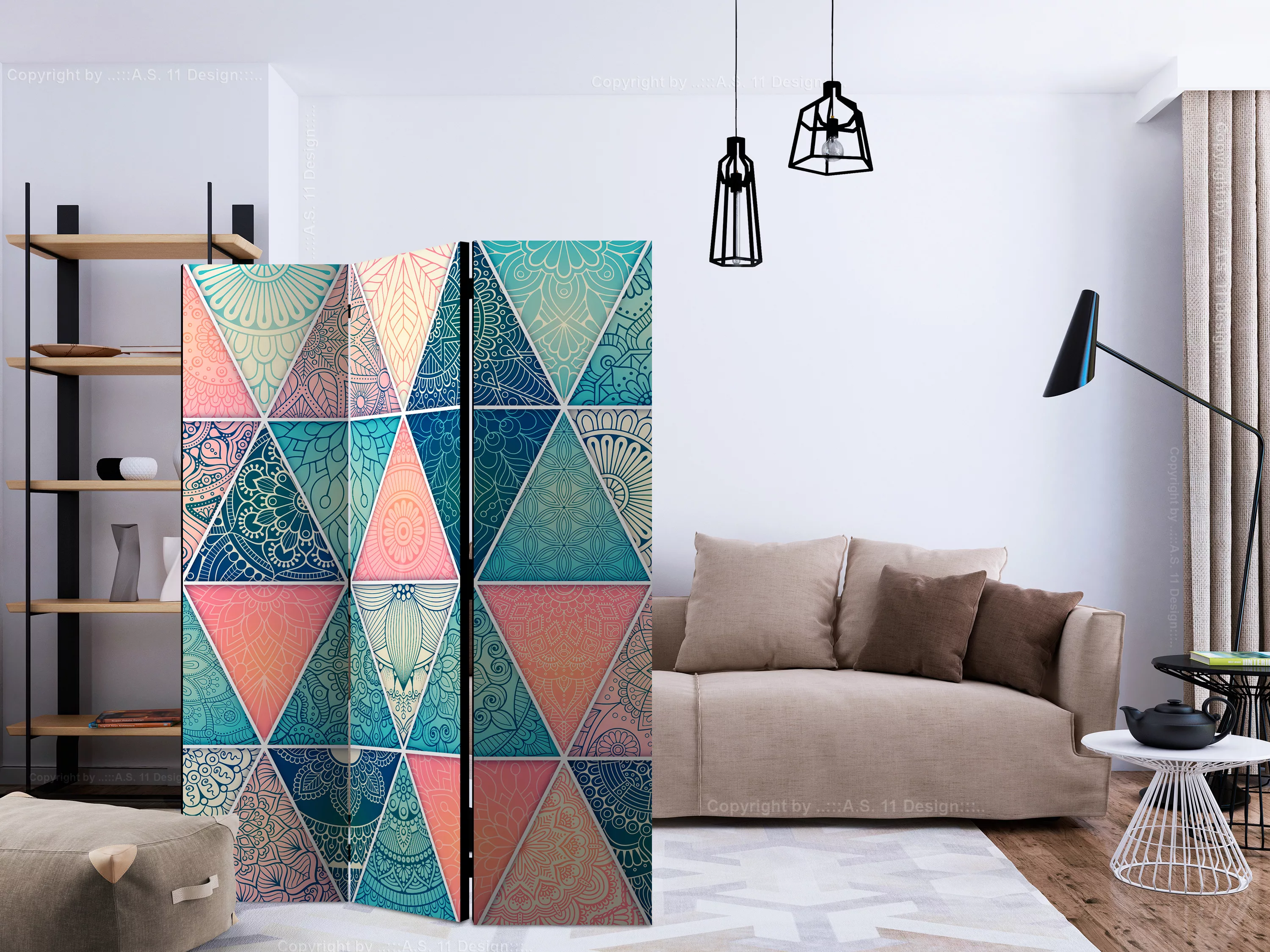 3-teiliges Paravent - Oriental Triangles [room Dividers] günstig online kaufen