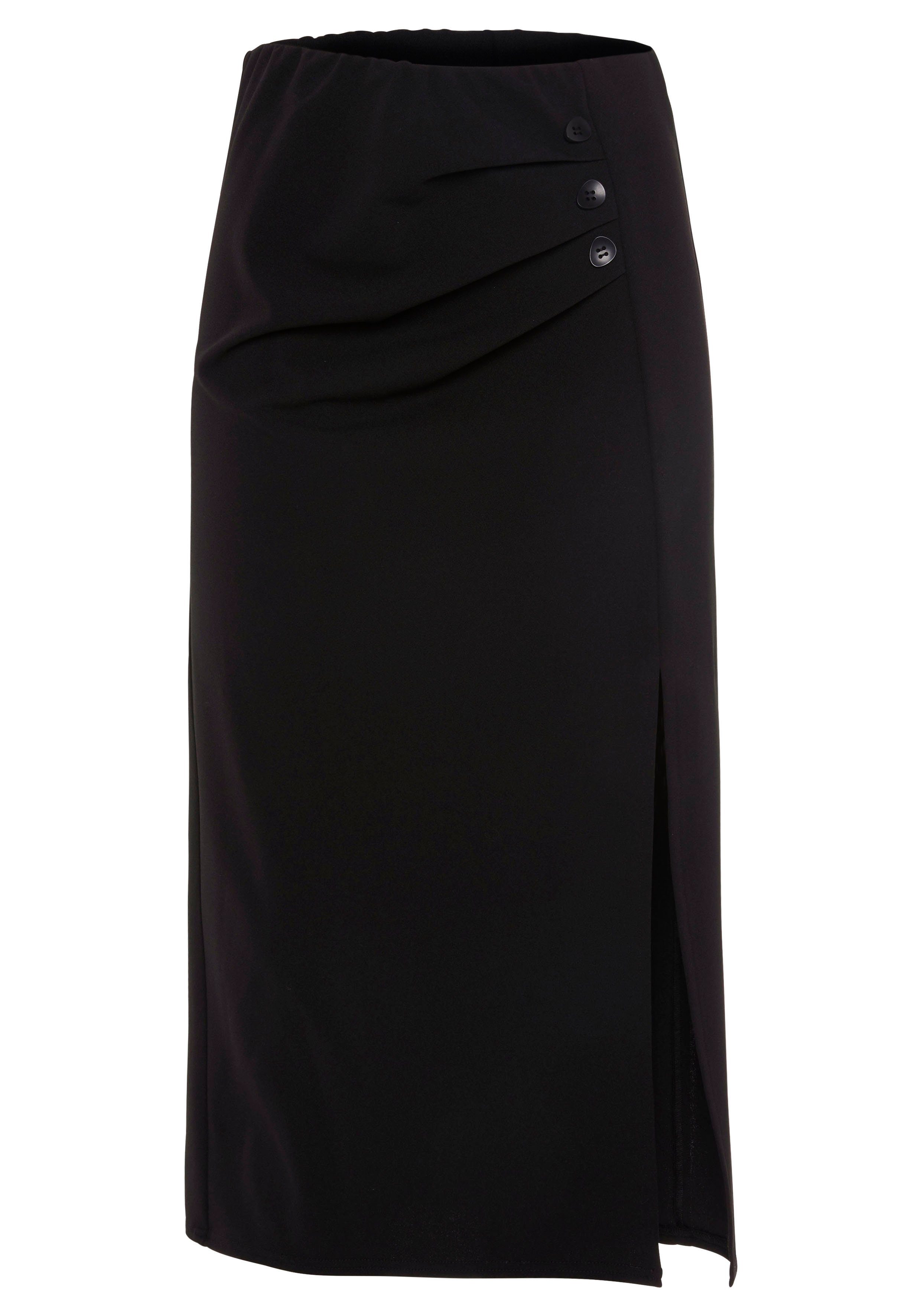 LASCANA Midirock, mit Zierknöpfen und hohem Schlitz, casual-chic, elegant günstig online kaufen