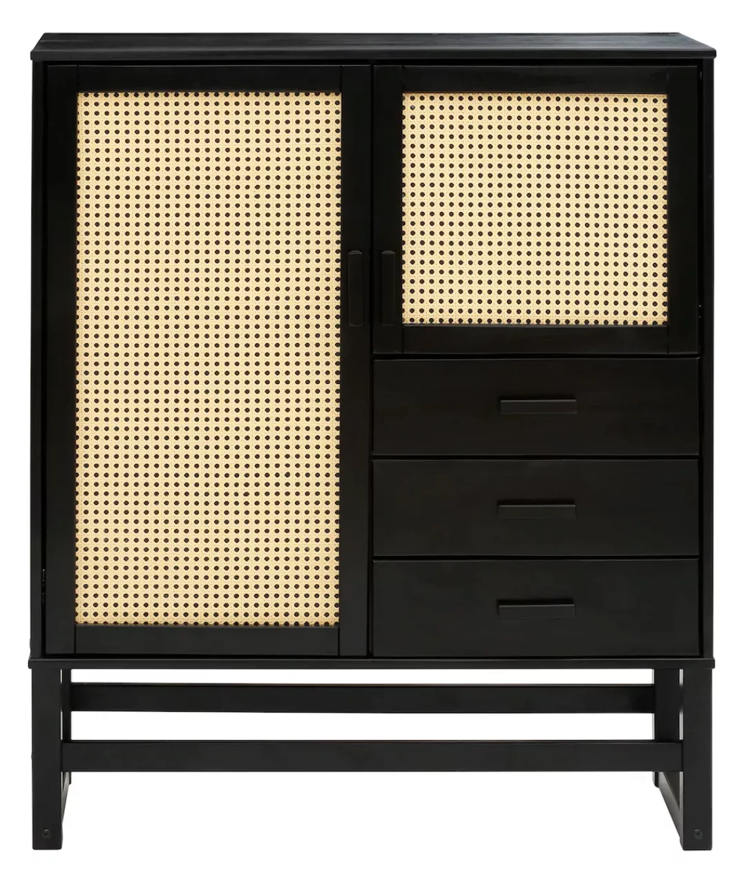 Home affaire Highboard "Linz", Vitrine mit Rattangeflecht auf den Türfronte günstig online kaufen