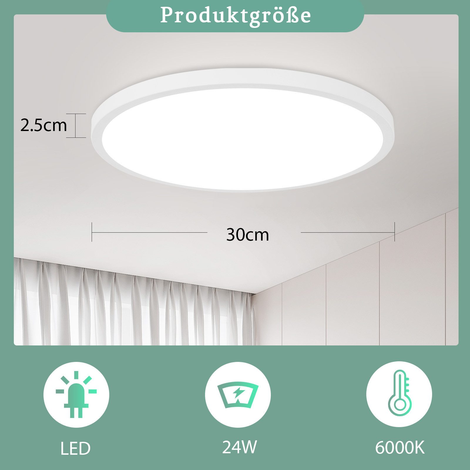 ZMH LED Deckenleuchte Wohnzimmer Rund Schwarz/Weiß günstig online kaufen