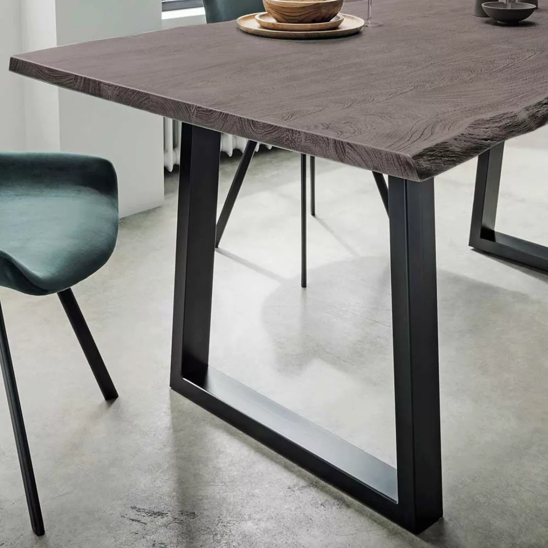 Baumkantentisch mit Bügelgestell Industry und Loft Stil günstig online kaufen