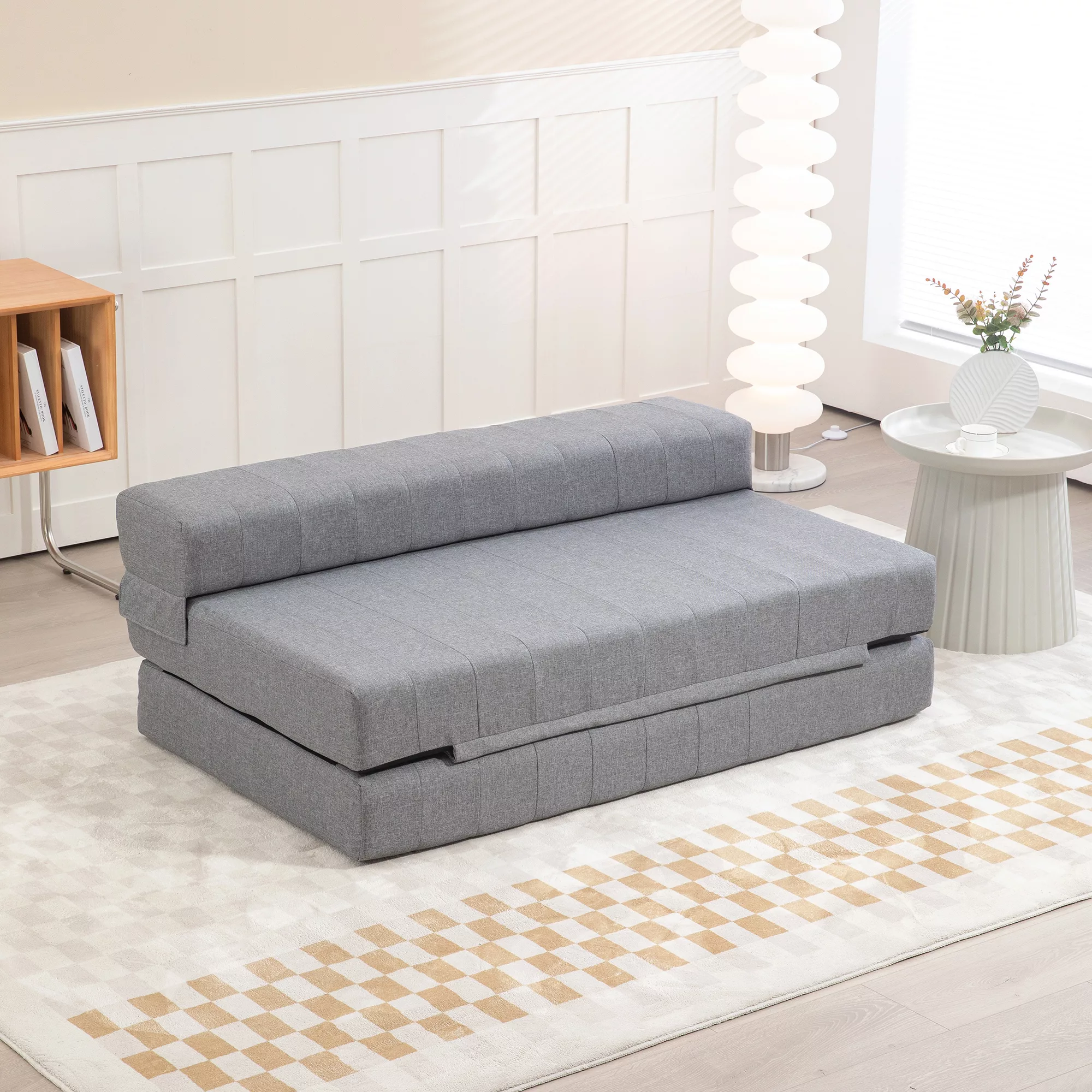 HOMCOM 2-in-1 Bodensofa, bis 250 kg belastbar, Klappbar Schlafsofa mit Lein günstig online kaufen