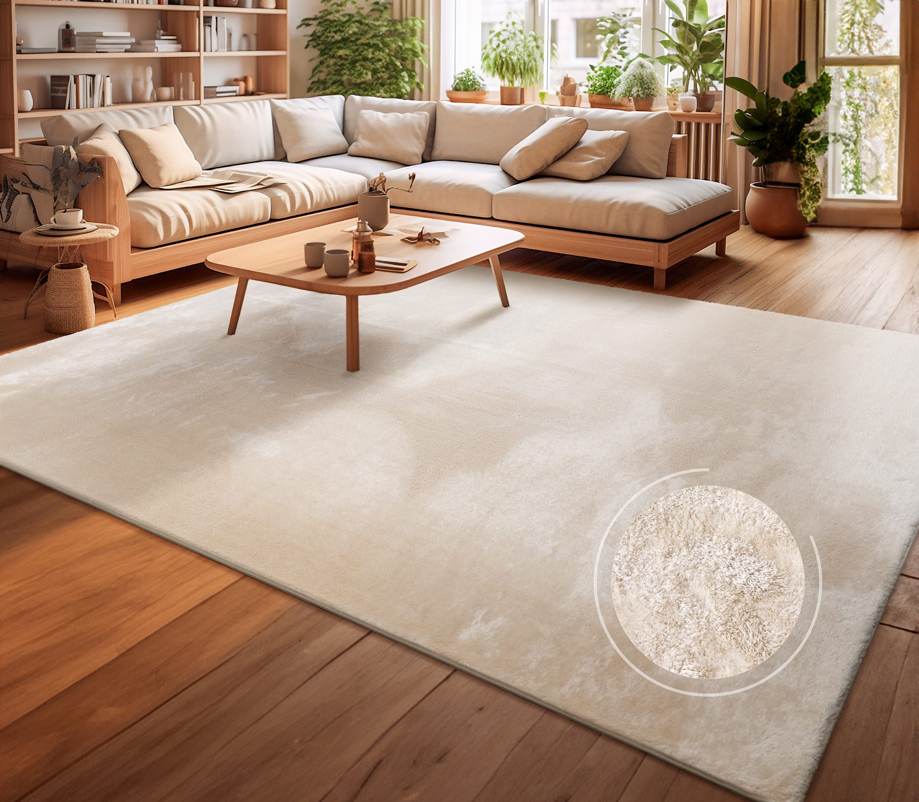 Teppich »Andeer«, rechteckig, 14 mm Höhe, Kurzflor, Uni Farben, weich & kus günstig online kaufen