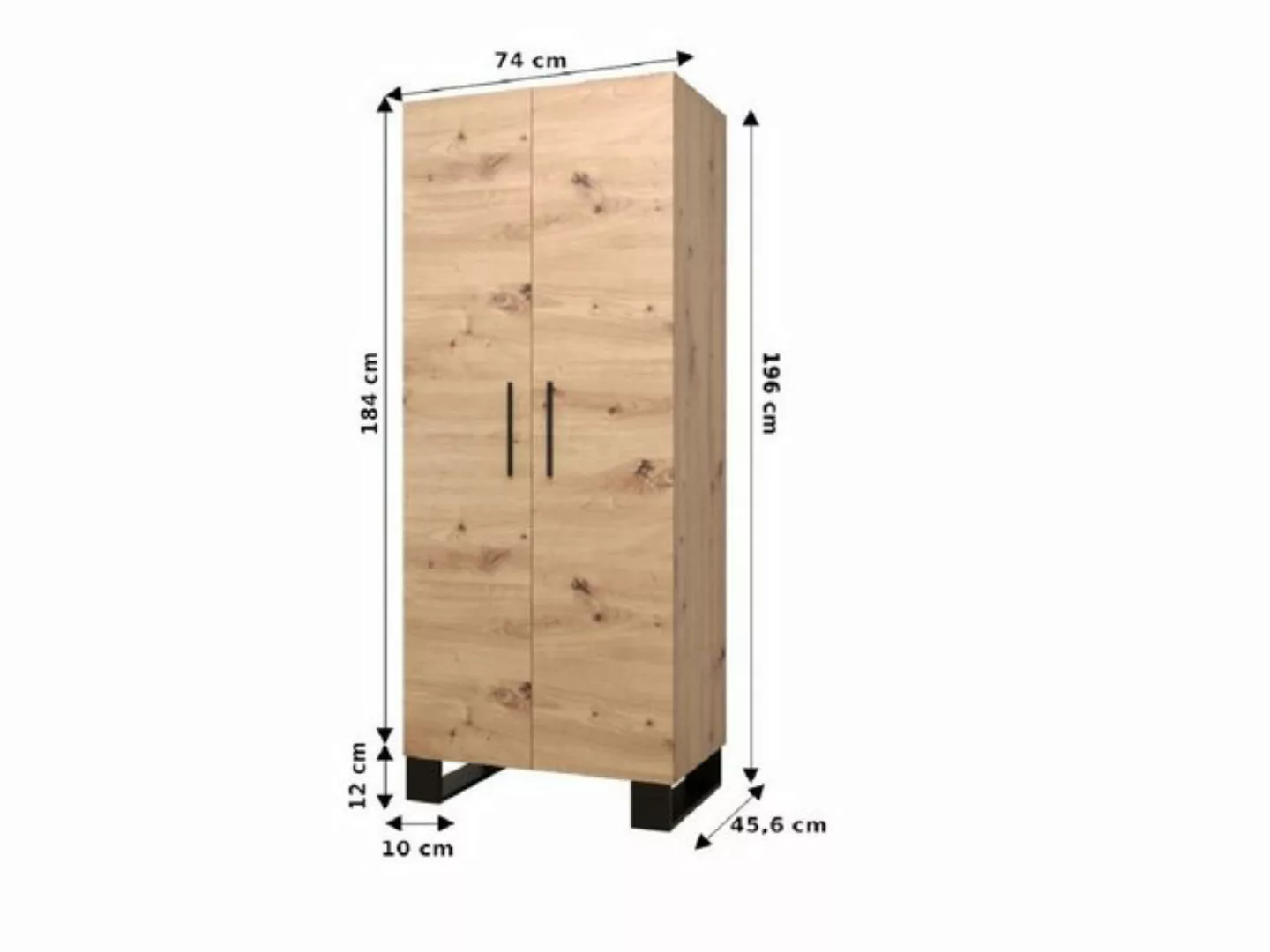 ABIKS MÖBEL Garderobenschrank ARTIN Kleiderschrank, Garderobenschrank, Indu günstig online kaufen