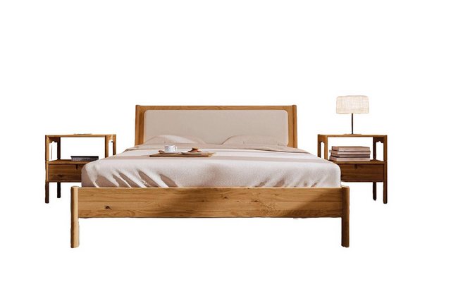 Natur24 Einzelbett Bett Zola 3 Wildeiche 100x200 mit Polsterkopfteil und Ho günstig online kaufen