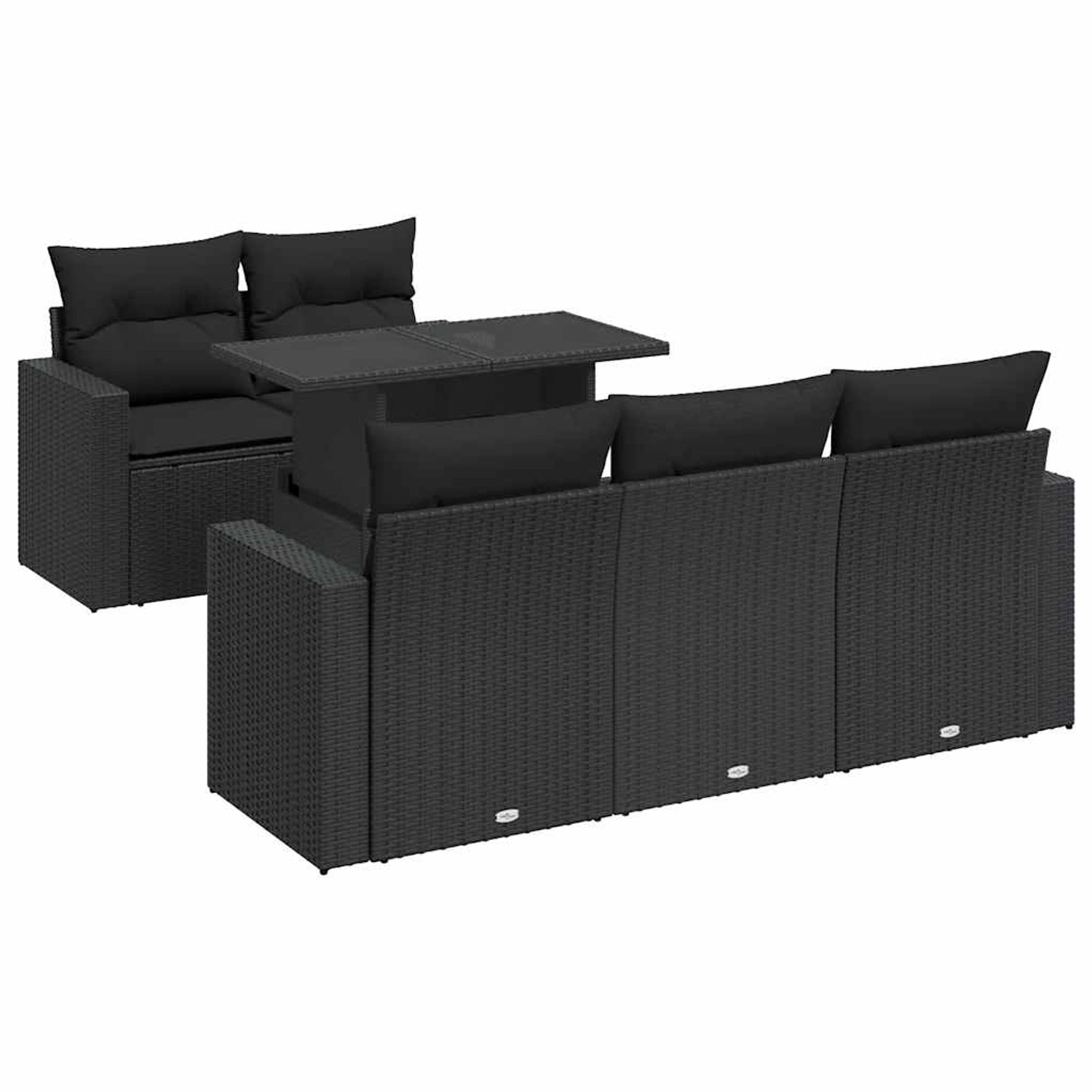 vidaXL 6-Tlg Garten-Sofagarnitur mit Kissen Schwarz Poly Rattan 3326246 günstig online kaufen