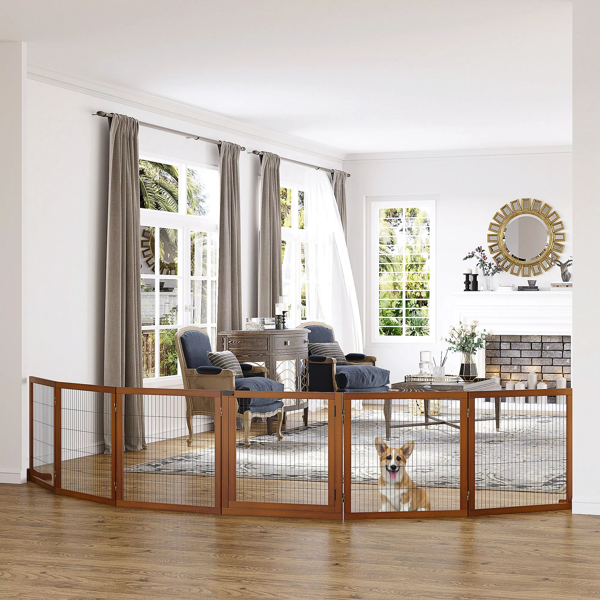PawHut Absperrgitter Hund 6-teilig, 432 x 70 cm Faltbar Türschutzgitter mit günstig online kaufen