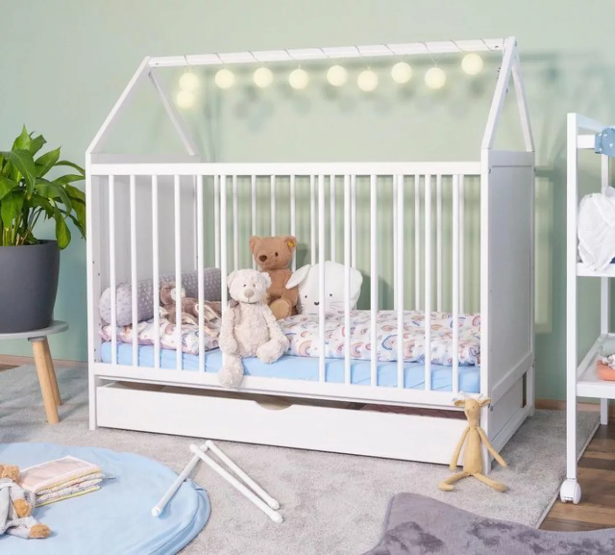 Alcube Babybett Charlie 3 in 1 I Kinderbett Juniorbett Beistellbett, Gitter günstig online kaufen