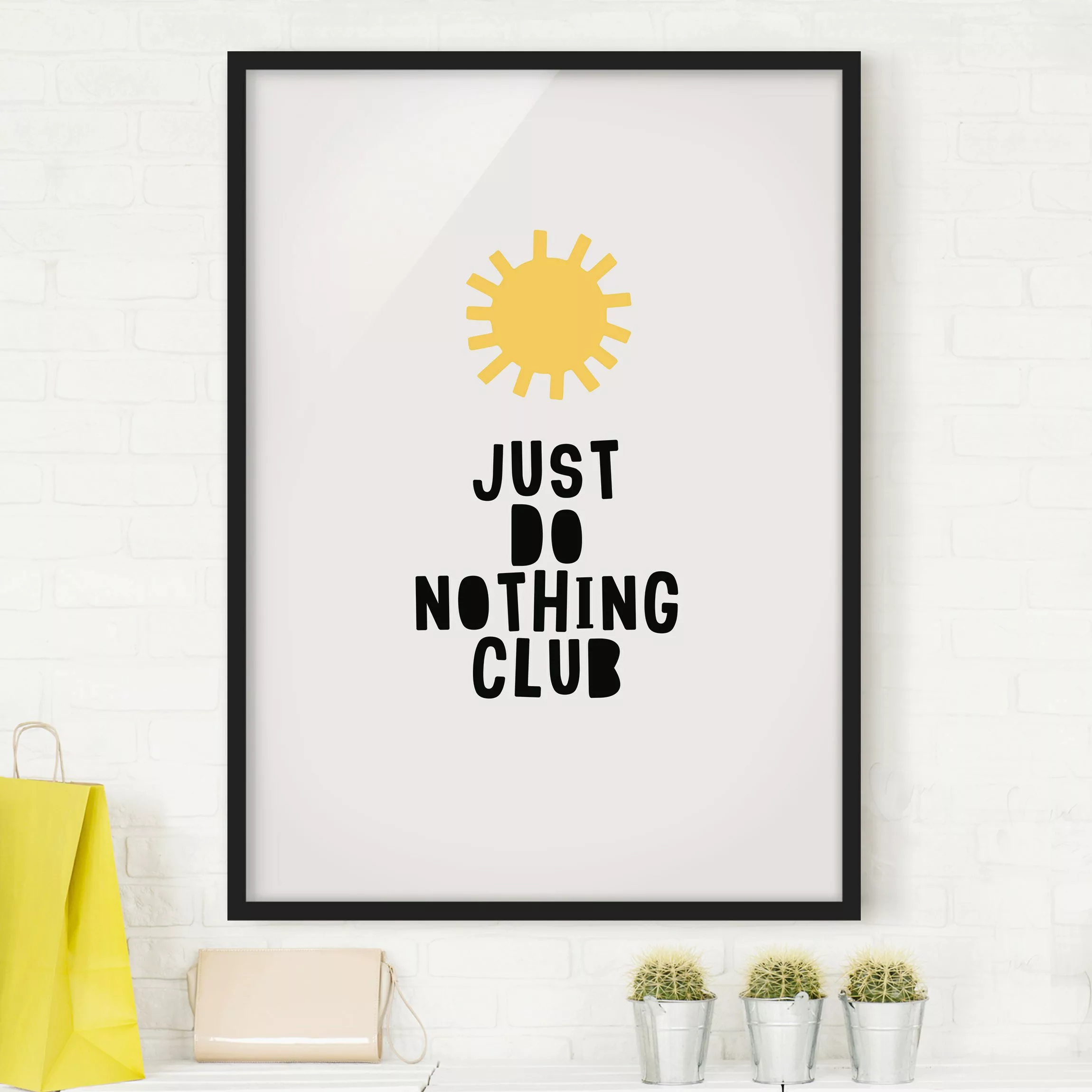 Bild mit Rahmen Do Nothing Club Gelb günstig online kaufen