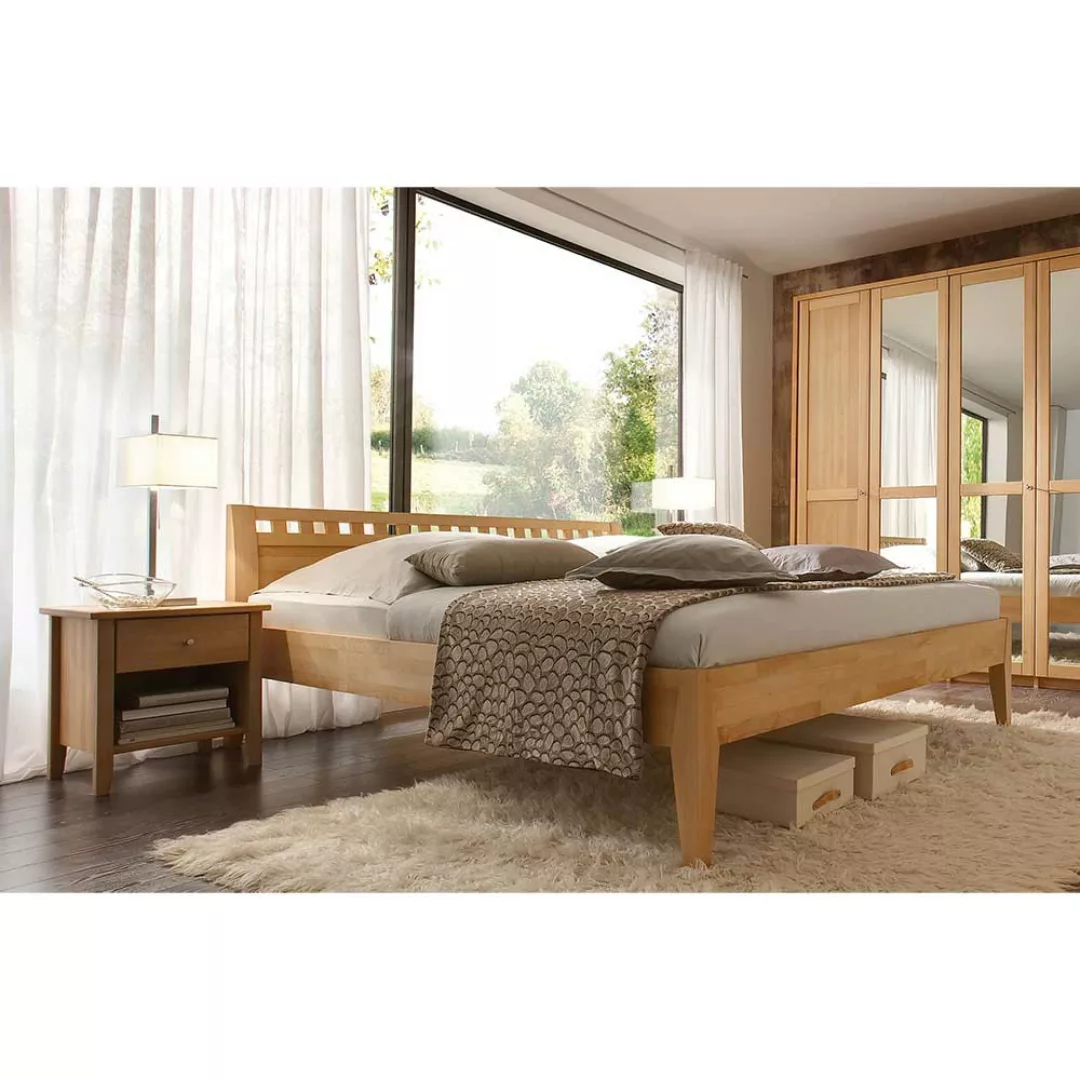 Doppeltbett aus Kernbuche Massivholz geölt 83 cm hoch (dreiteilig) günstig online kaufen