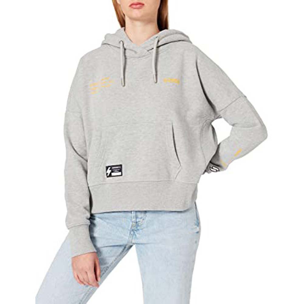 Superdry Code Corp Logo Crop Kapuzenpullover M Grey Marl günstig online kaufen