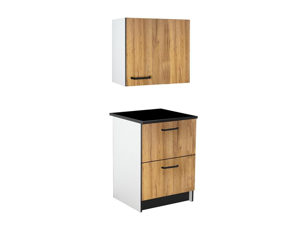 Küchenmöbel - 1 Unterschrank & 1 Oberschrank - 2 Schubladen & 1 Tür - Holzf günstig online kaufen