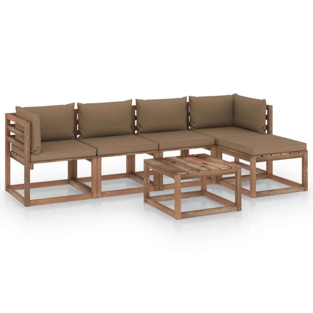 6-tlg. Garten-lounge-set Mit Taupe Kissen günstig online kaufen