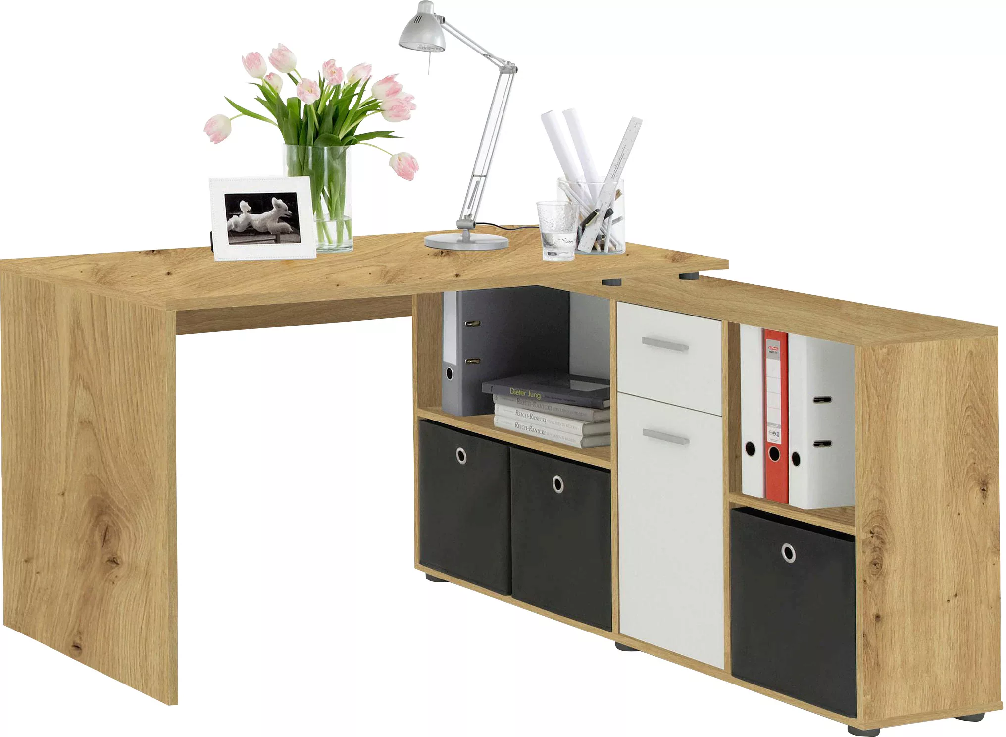 FMD Eckschreibtisch "Lex, Schreibtisch / Sideboard,", variabel montierbar, günstig online kaufen