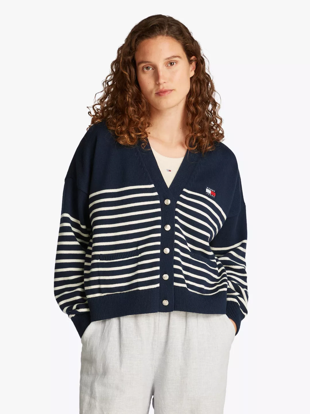 Tommy Jeans Strickjacke "TJW CABLE CARDIGAN", mit Streifenmuster, Taschen günstig online kaufen