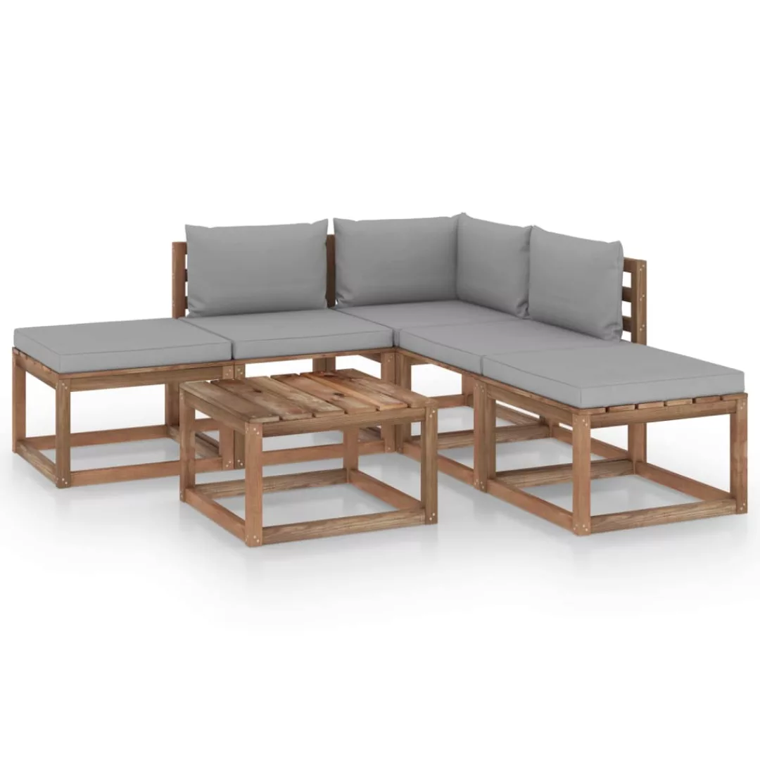 6-tlg. Garten-lounge-set Mit Grauen Kissen günstig online kaufen