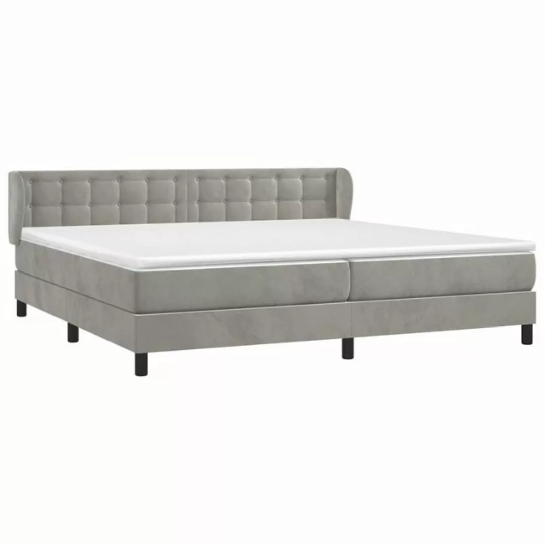 furnicato Bett Boxspringbett mit Matratze Hellgrau 200x200 cm Samt (1-tlg) günstig online kaufen