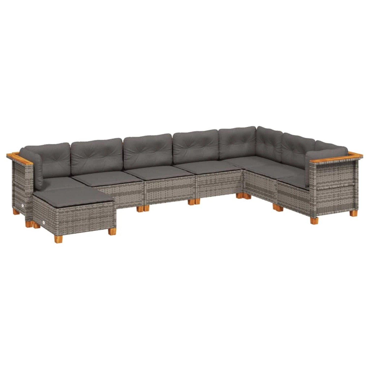 vidaXL 8-Tlg Garten-Sofagarnitur mit Kissen Grau Poly Rattan 3261954 günstig online kaufen