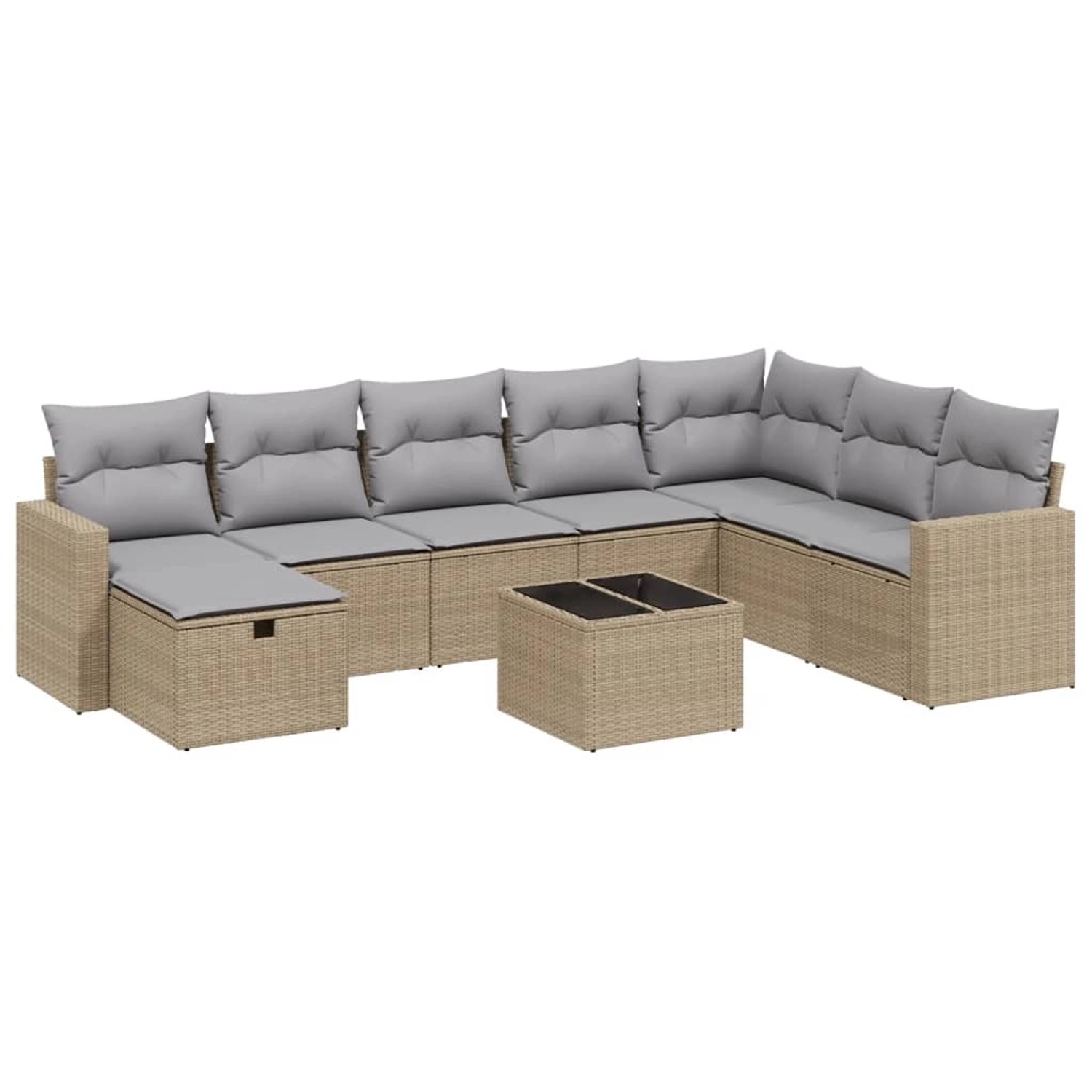 vidaXL 9-tlg Garten-Sofagarnitur mit Kissen Beige Poly Rattan Modell 161 günstig online kaufen