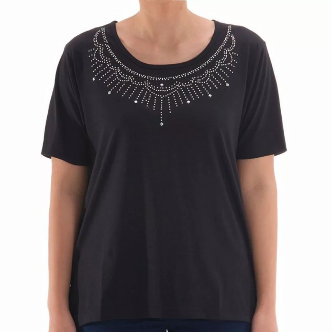 zeitlos T-Shirt zeitlos - T-Shirt Damen Stein Applikation M-XXL Kurzarm Run günstig online kaufen