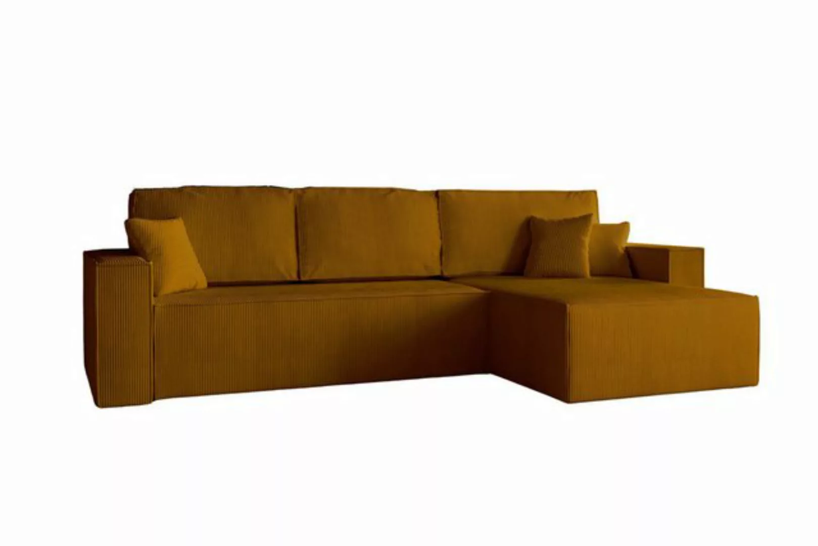 MOEBLO Ecksofa Clavia L, Ottomane beidseitig montierbar Couch Cord für Wohn günstig online kaufen