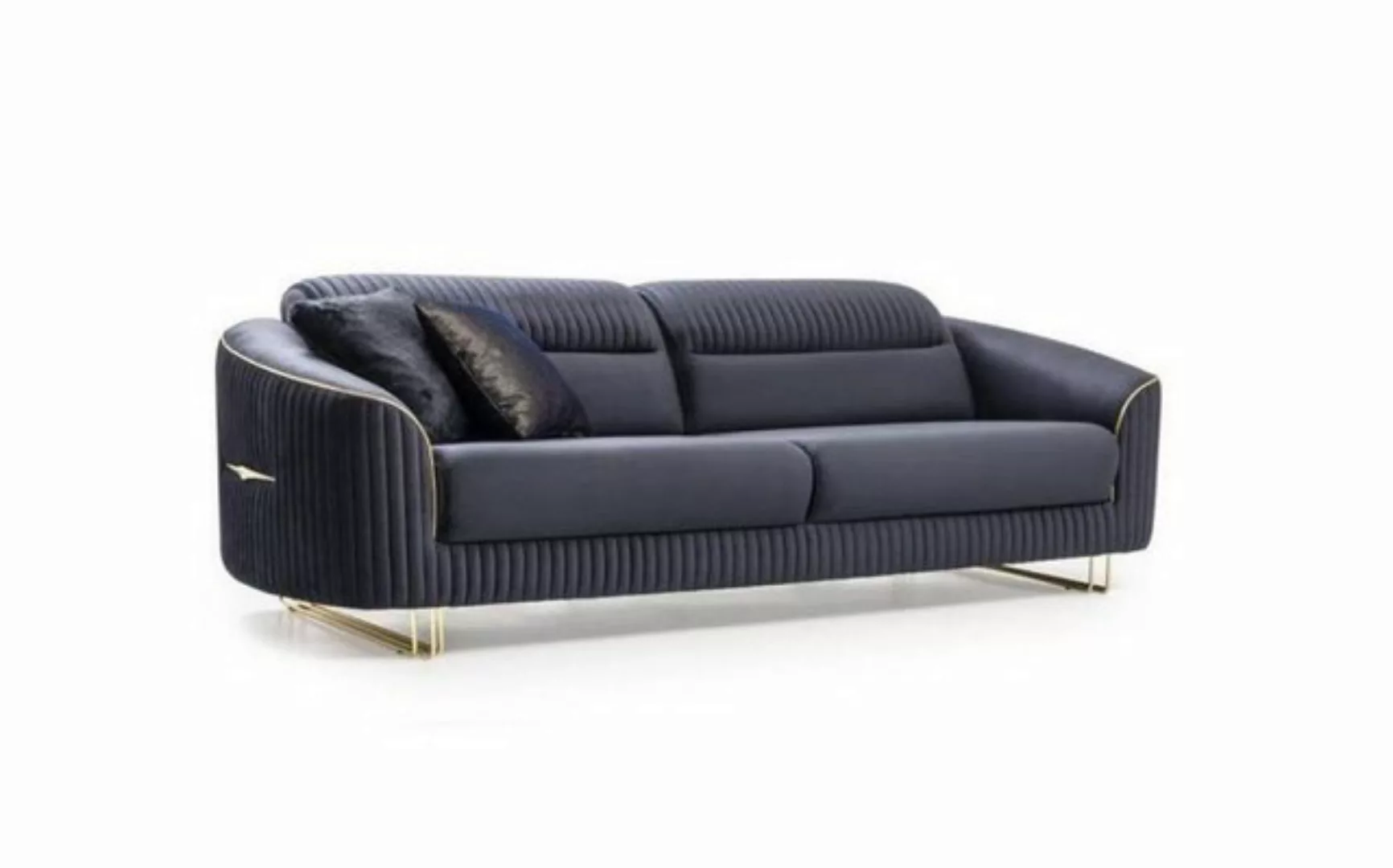 JVmoebel 3-Sitzer Sofa 3 Sitzer Polstersofa Blau Textil Sitz Design Couch M günstig online kaufen