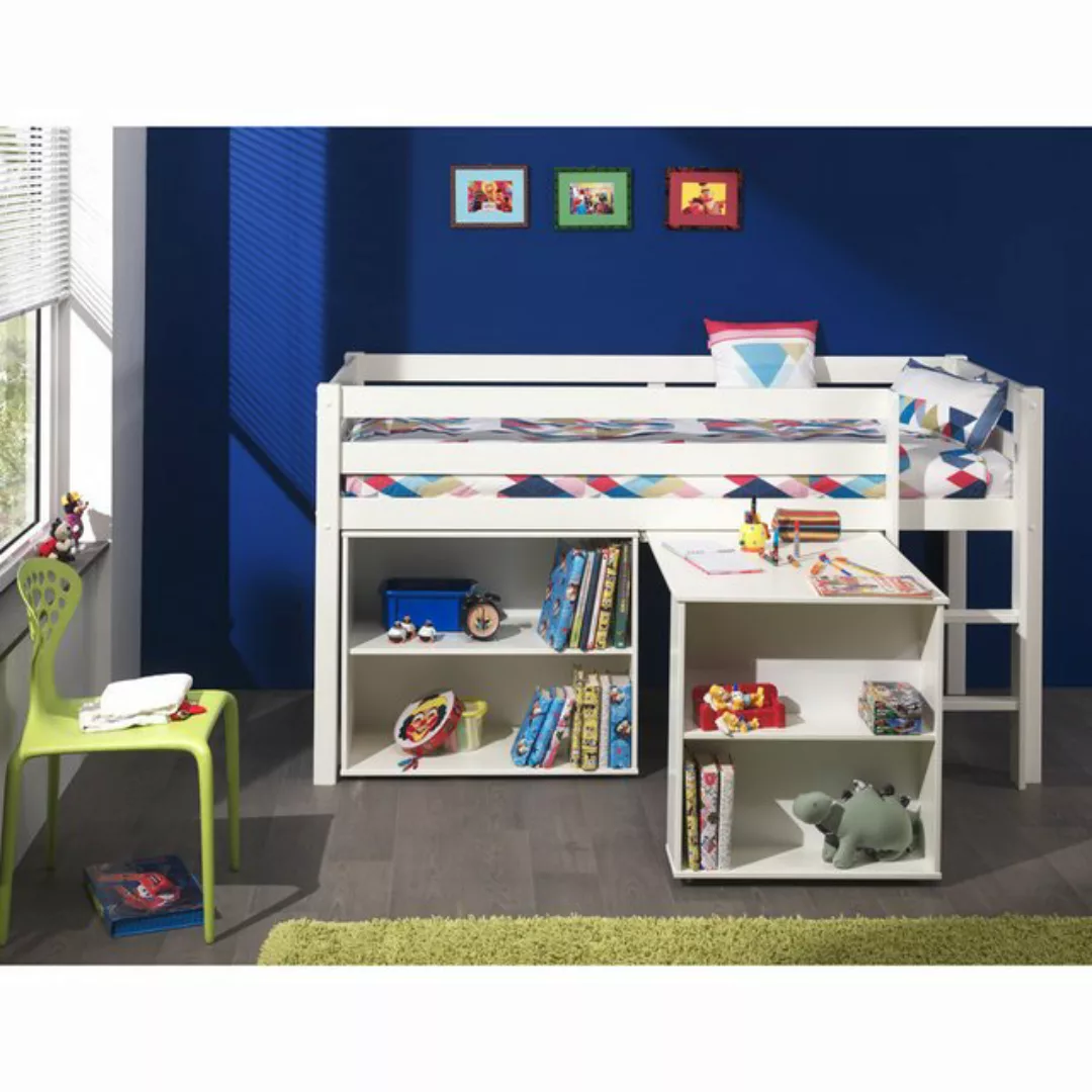 Kinderzimmer Set mit Hochbett in Kiefer massiv weiß lackiert PINOO-12 incl. günstig online kaufen