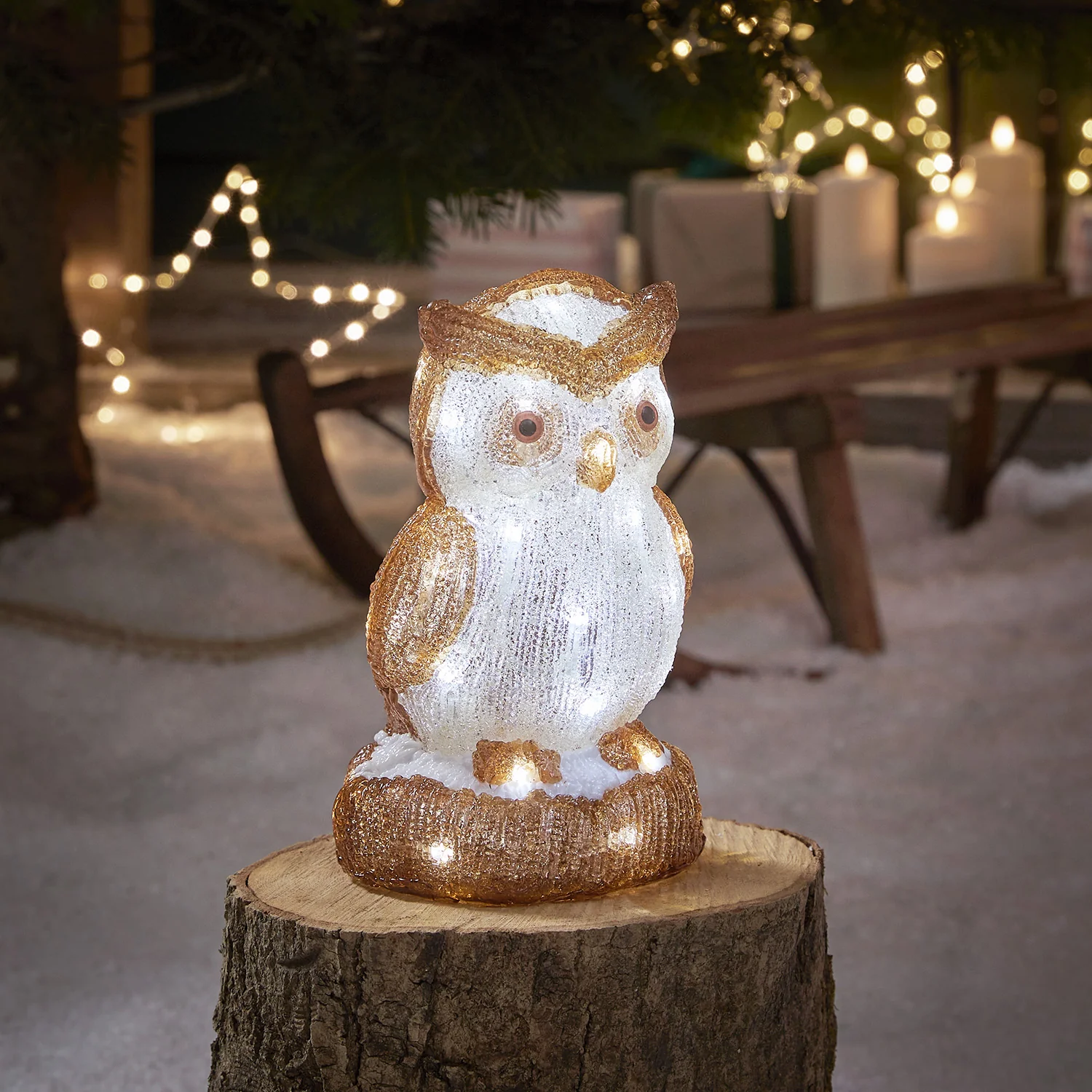 24cm LED Acryl Eule Weihnachtsfigur außen günstig online kaufen