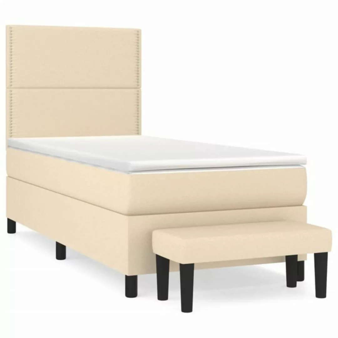 vidaXL Boxspringbett Boxspringbett mit Matratze Creme 90x200 cm Stoff Bett günstig online kaufen