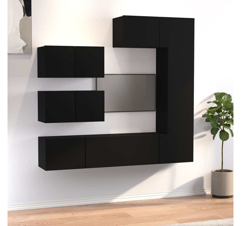 vidaXL TV-Schrank 6-tlg TV-Schrank-Set Schwarz Spanplatte günstig online kaufen