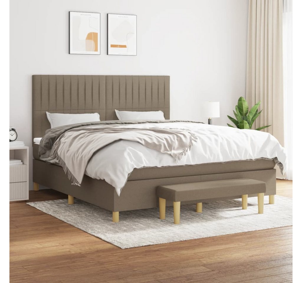 vidaXL Boxspringbett, Boxspringbett mit Matratze Taupe 160x200 cm Stoff günstig online kaufen