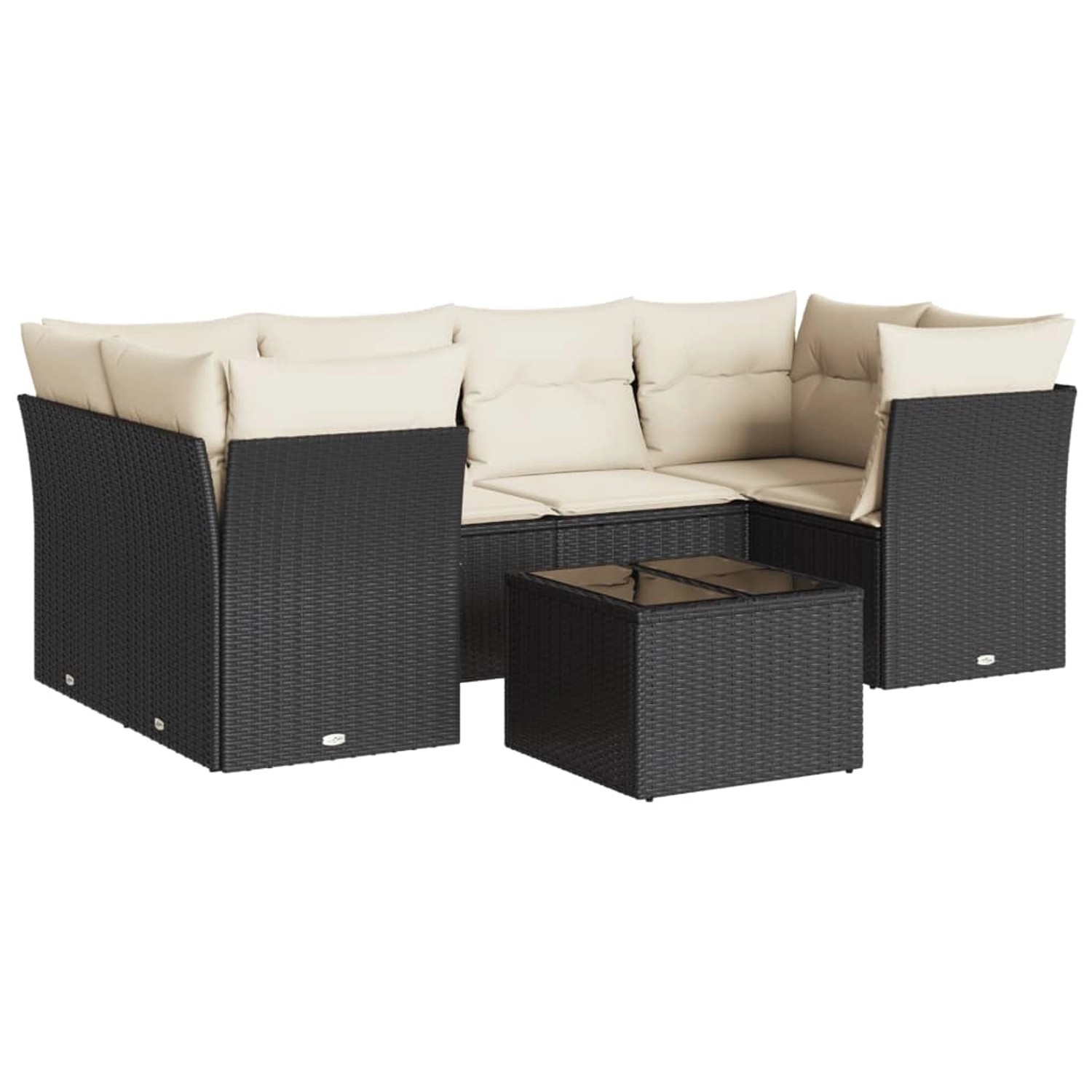 vidaXL 7-tlg Garten-Sofagarnitur mit Kissen Schwarz Poly Rattan Modell 42 günstig online kaufen