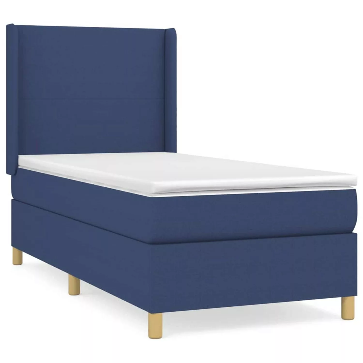 vidaXL Boxspringbett mit Matratze Blau 90x200 cm Stoff1377880 günstig online kaufen