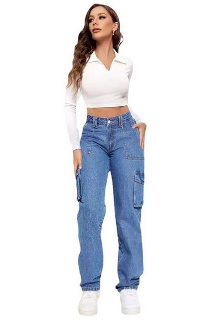 CHENIN Cargojeans Lässige arbeitsjeans mit geradem bein Damen-overall, gera günstig online kaufen