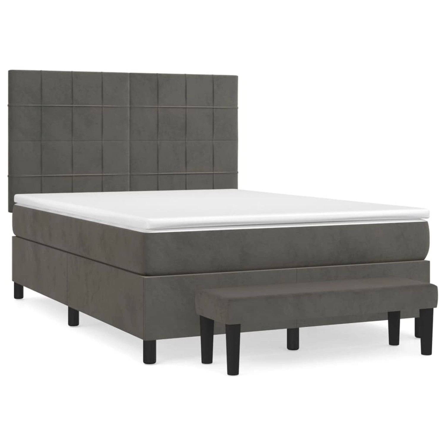 vidaXL Boxspringbett Boxspringbett mit Matratze Dunkelgrau 140x190 cm Samt günstig online kaufen