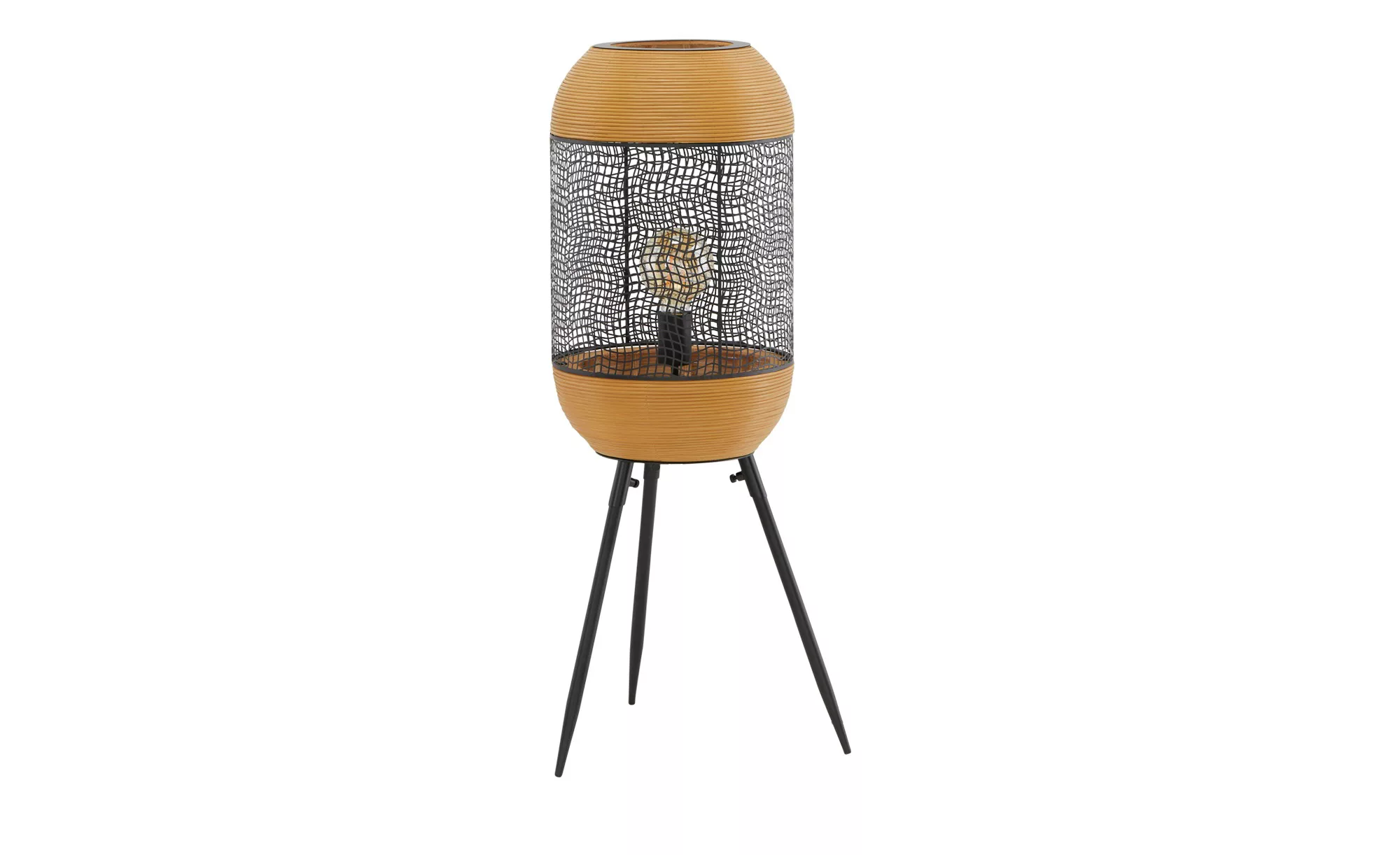Stehleuchte, 1-flammig, Bambus-Optik / Metall - schwarz - 85 cm - Lampen & günstig online kaufen
