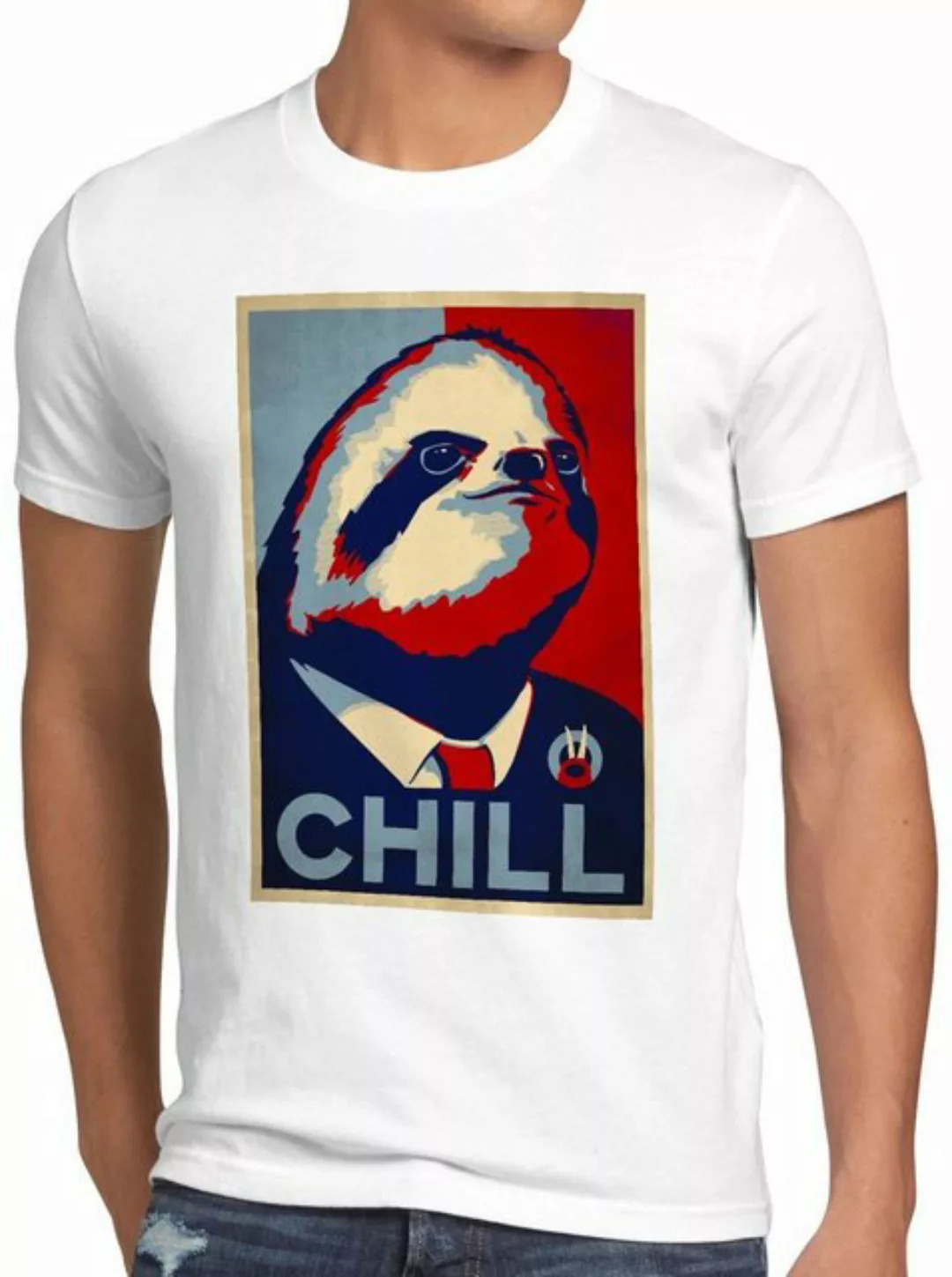 style3 Print-Shirt Herren T-Shirt CHILL lässig faultier kampagne günstig online kaufen