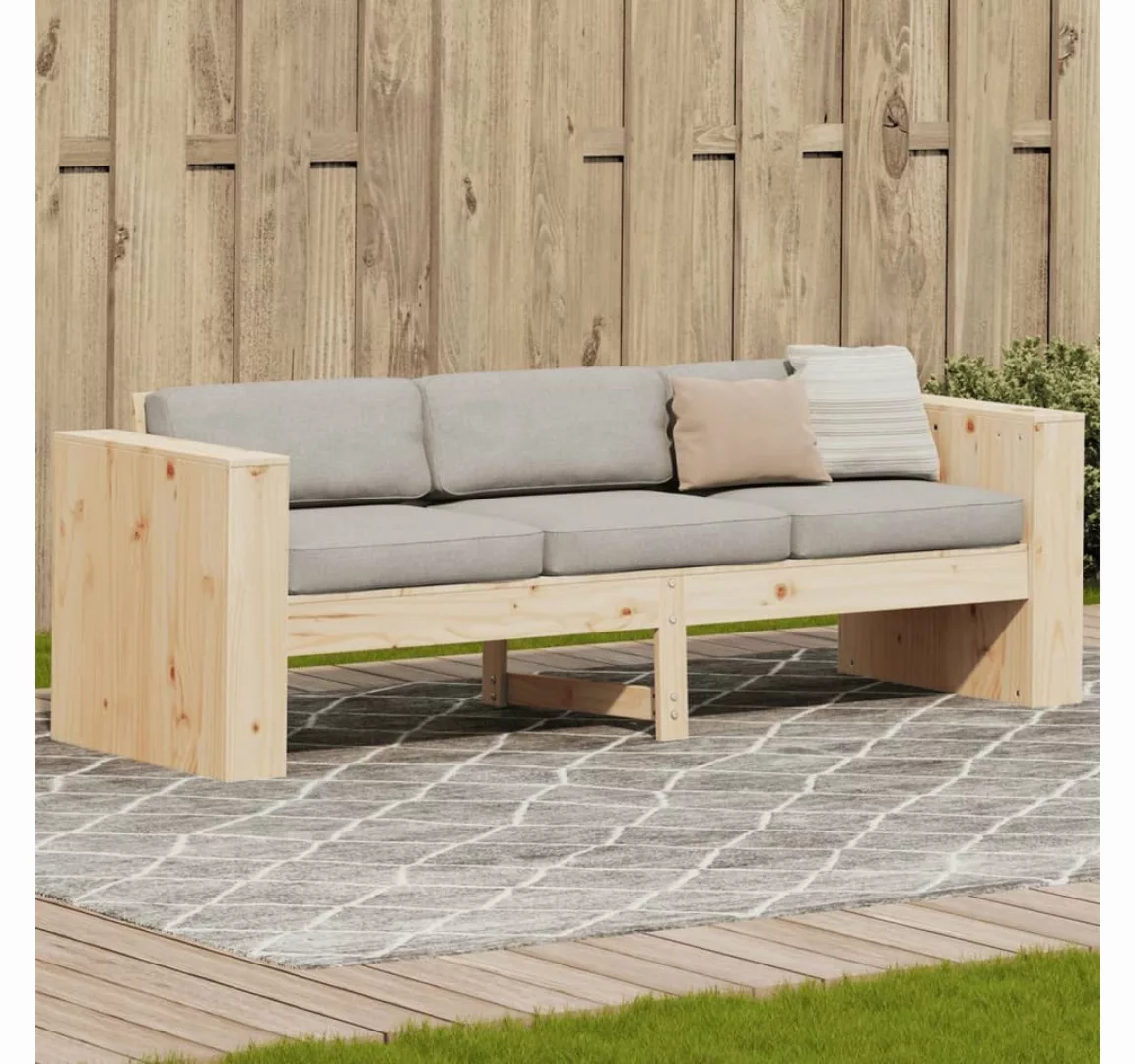 vidaXL Loungesofa Gartensofa 3-Sitzer 189x60x62 cm Massivholz Kiefer günstig online kaufen