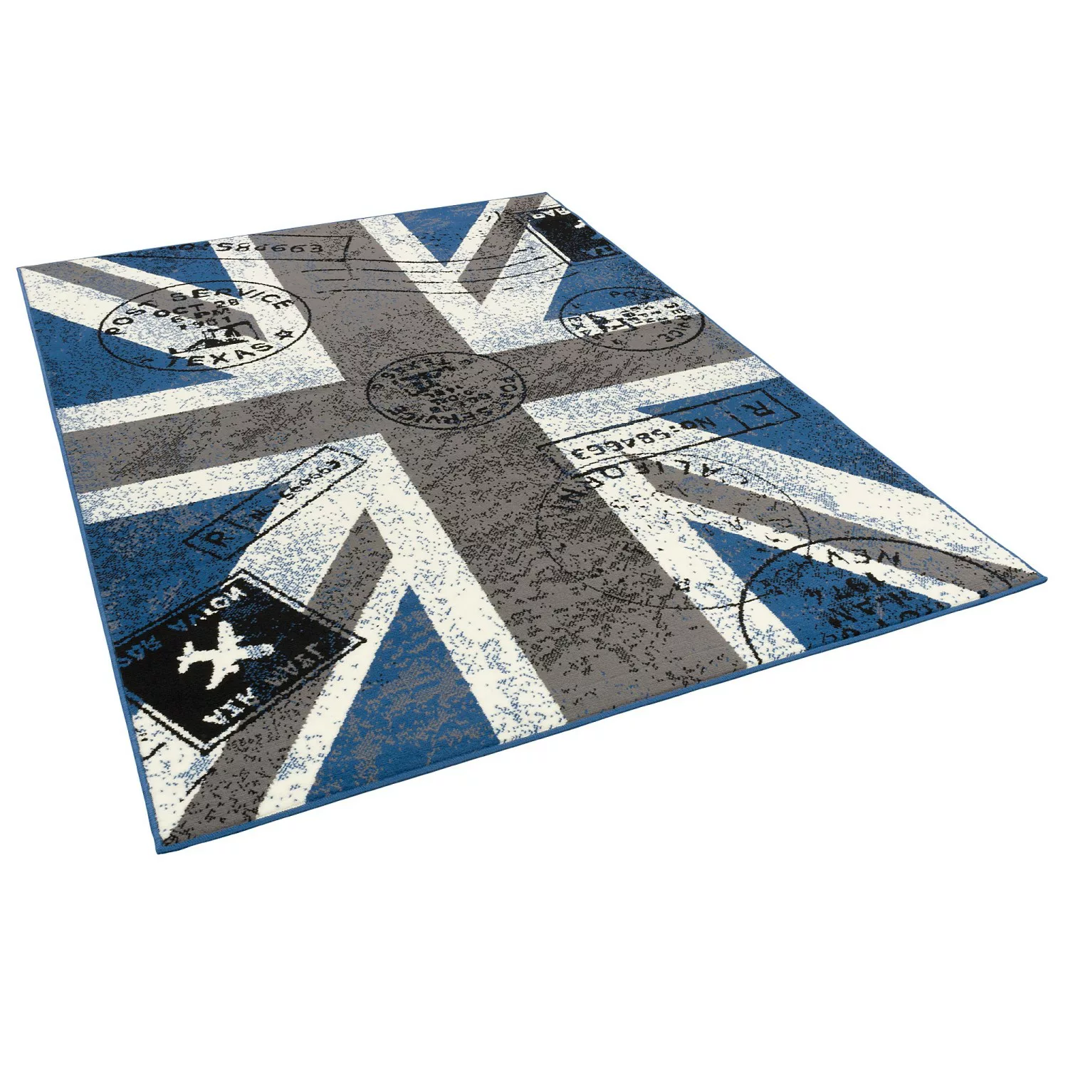 Pergamon Teppich Trendline Union Jack Grau Blau 140x200cm günstig online kaufen