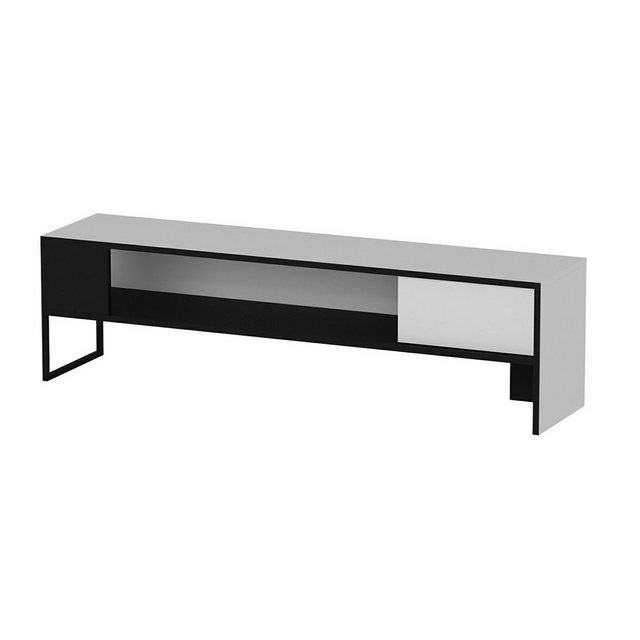 en.casa TV-Schrank »Faaborg« TV Board, 42x150x35cm, Lowboard, Weiß/Schwarz, günstig online kaufen